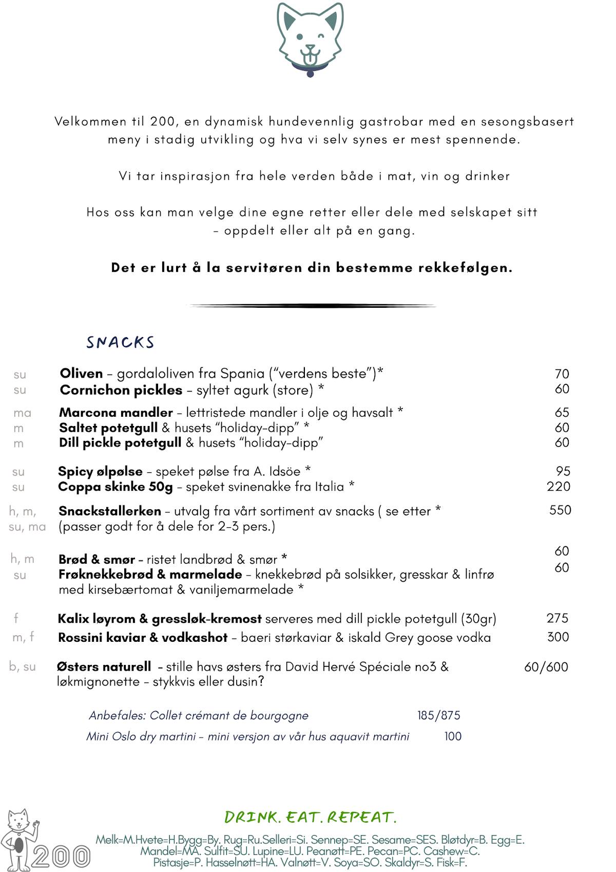 200 Gastrobar меню
