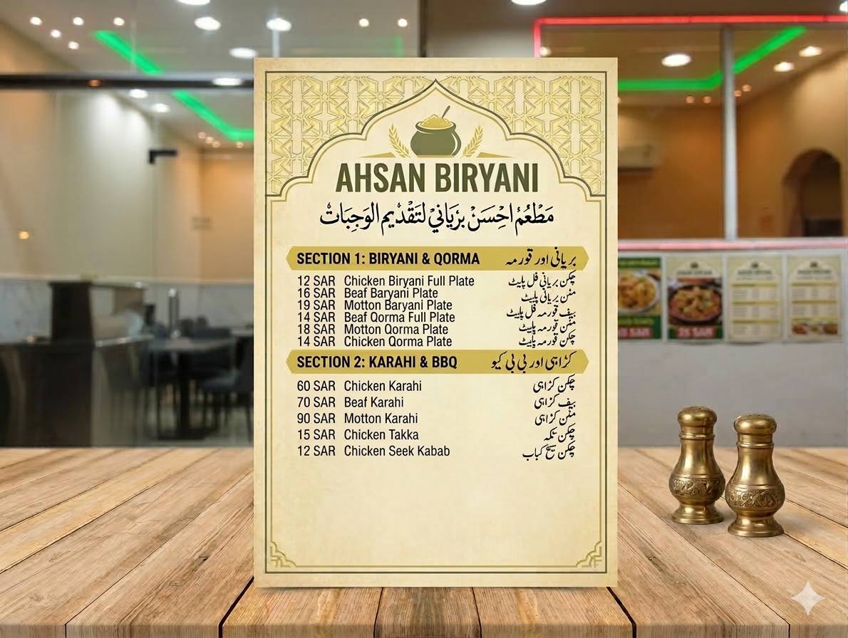 Ahsan Biryani Rabigh меню
