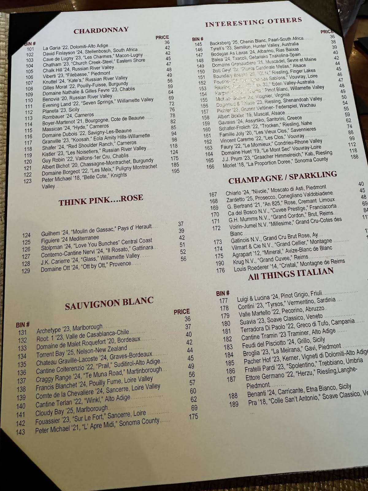 Aldo's Ristorante меню