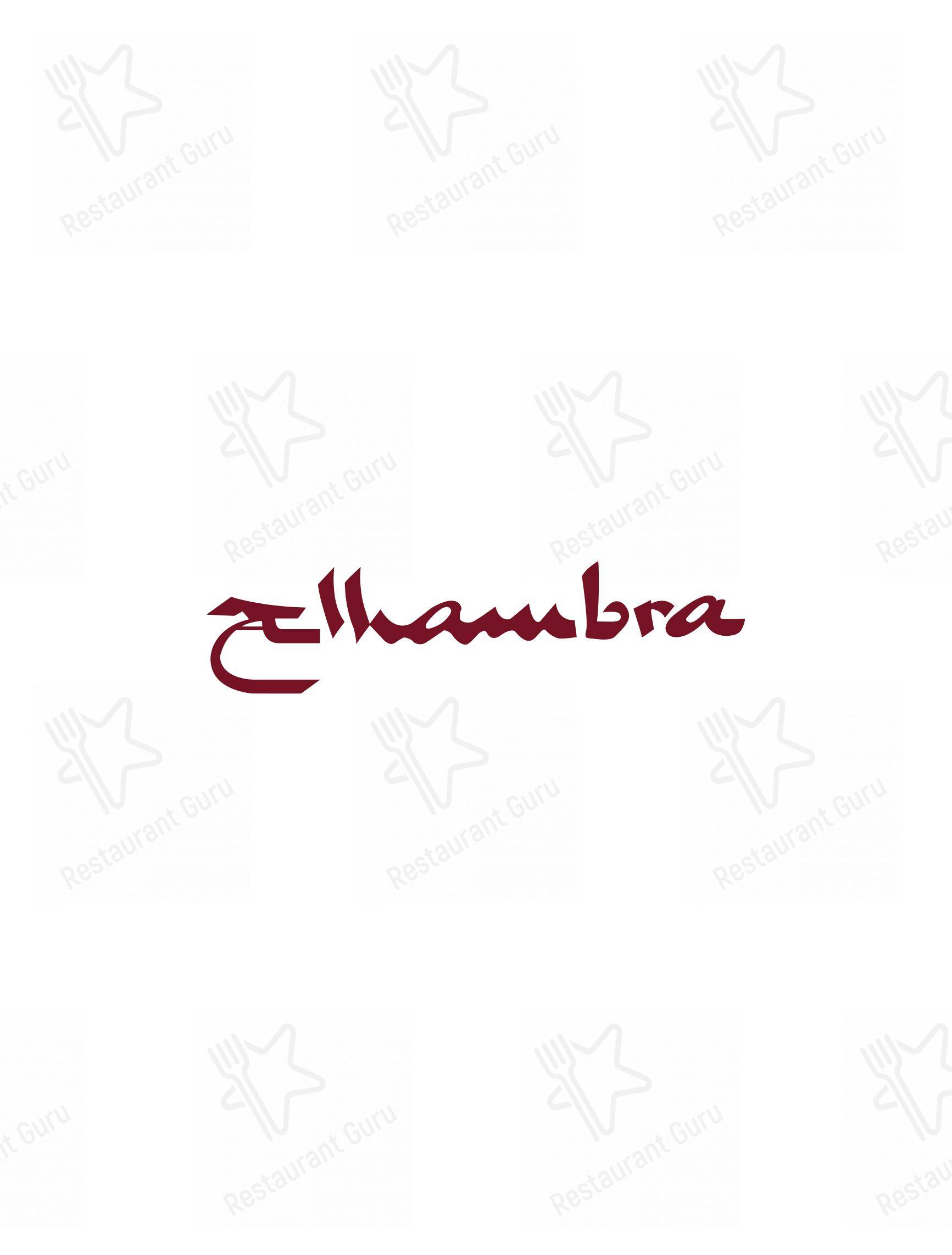Меню ресторана Alhambra в Коломбо