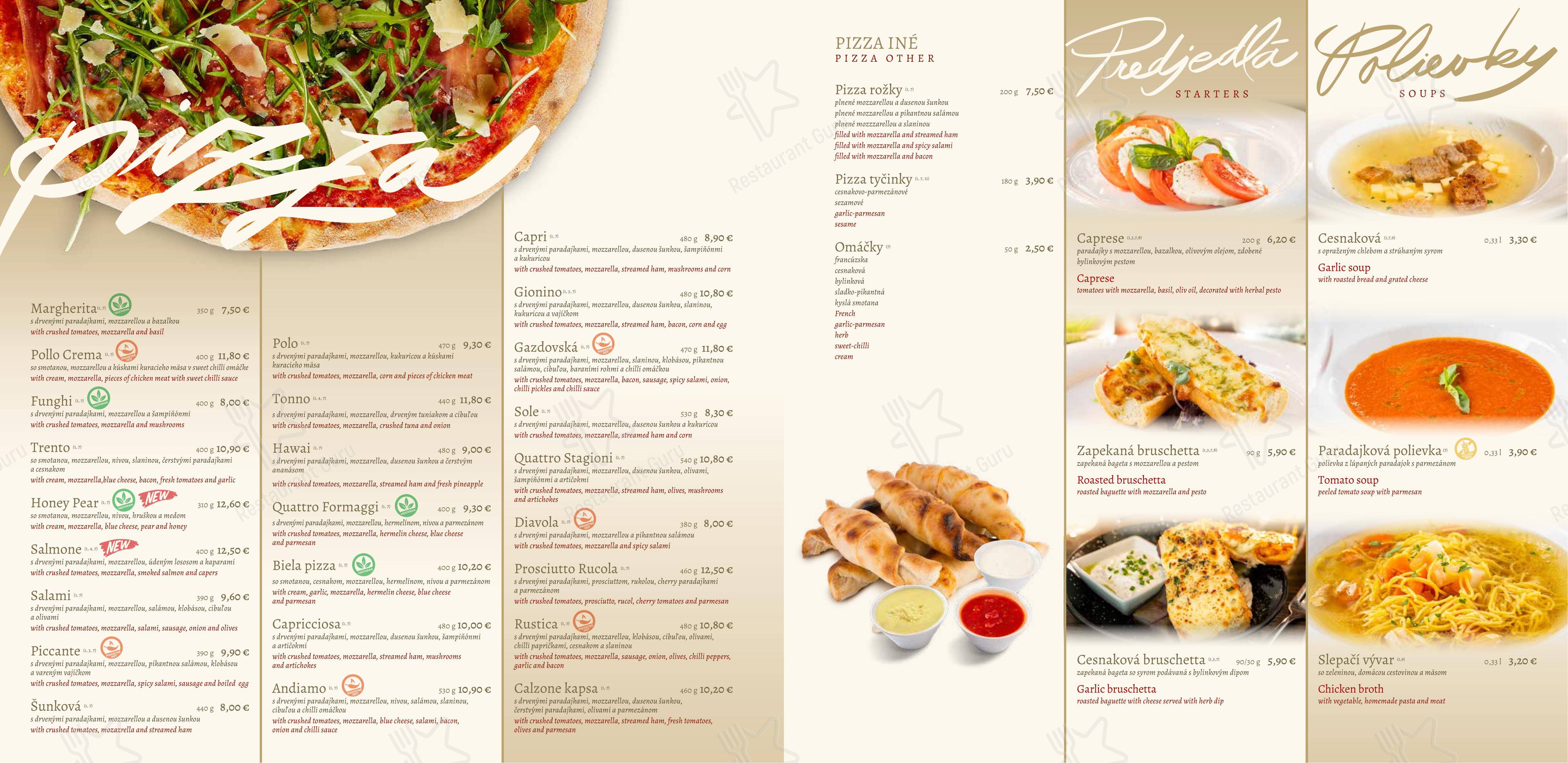 Lunch Menu ресторана Andiamo в Праге