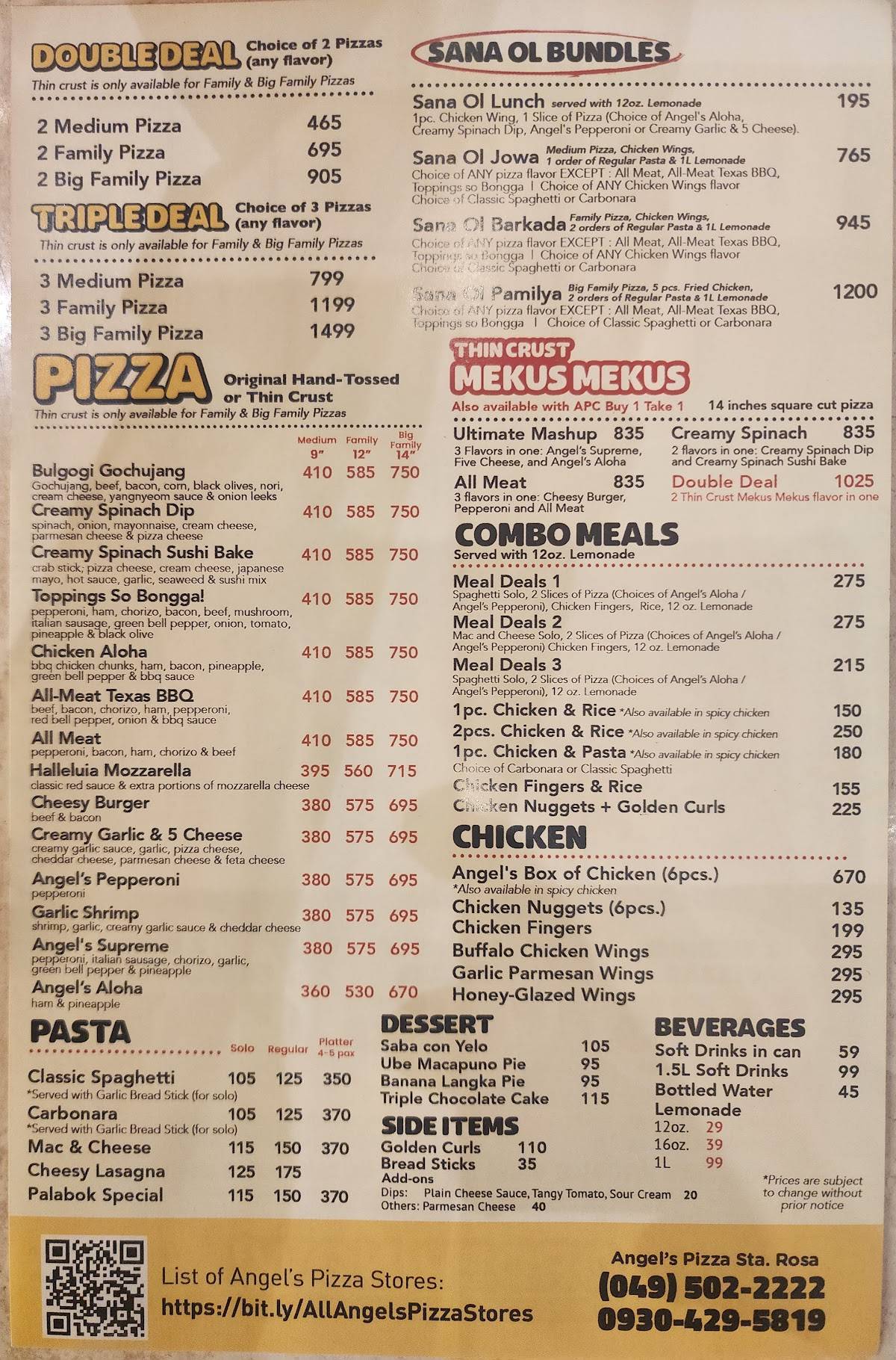 Angel's Pizza - Santa Rosa меню