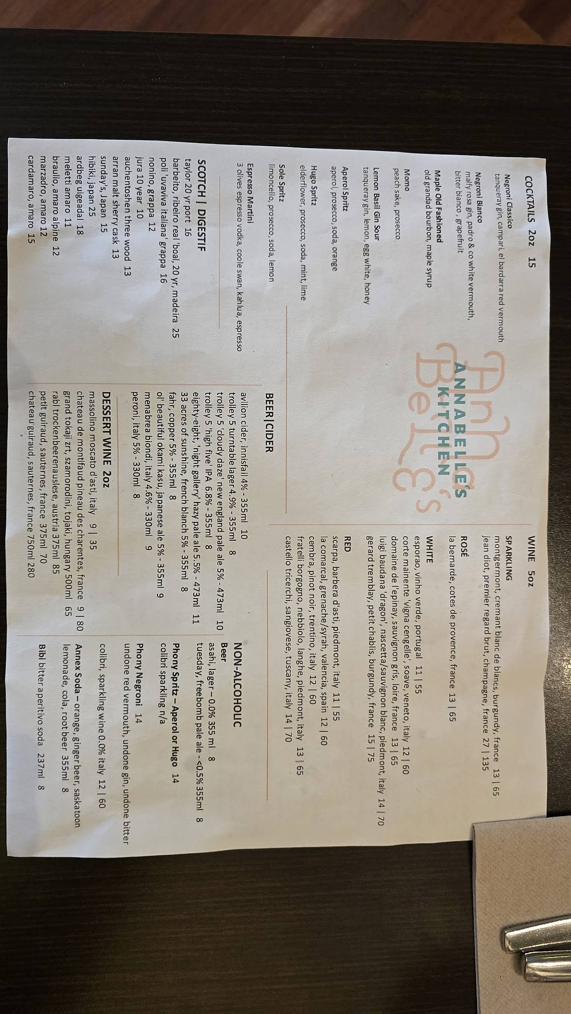 Annabelle's Kitchen Downtown меню