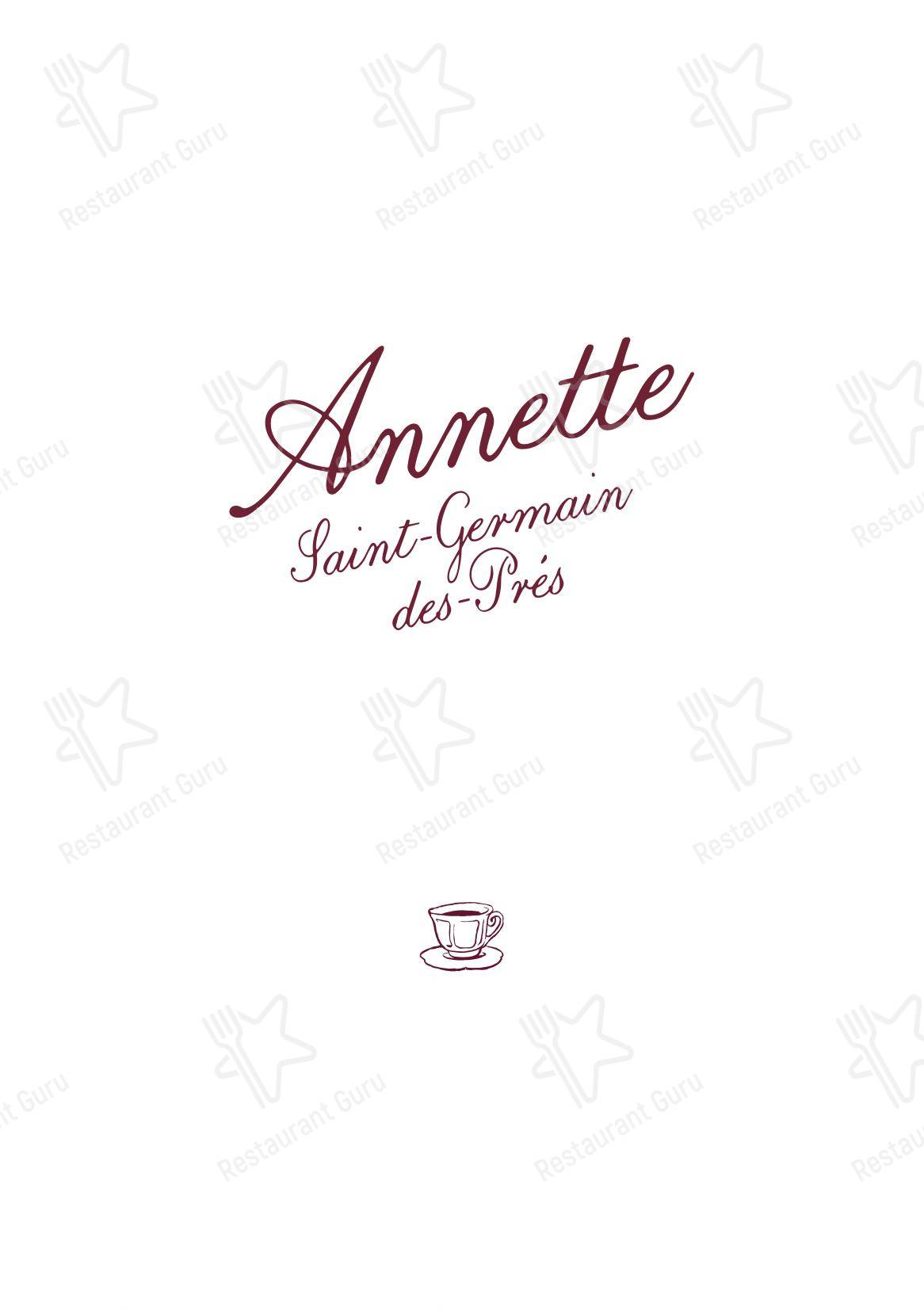 Annette в Париже - Меню напитков