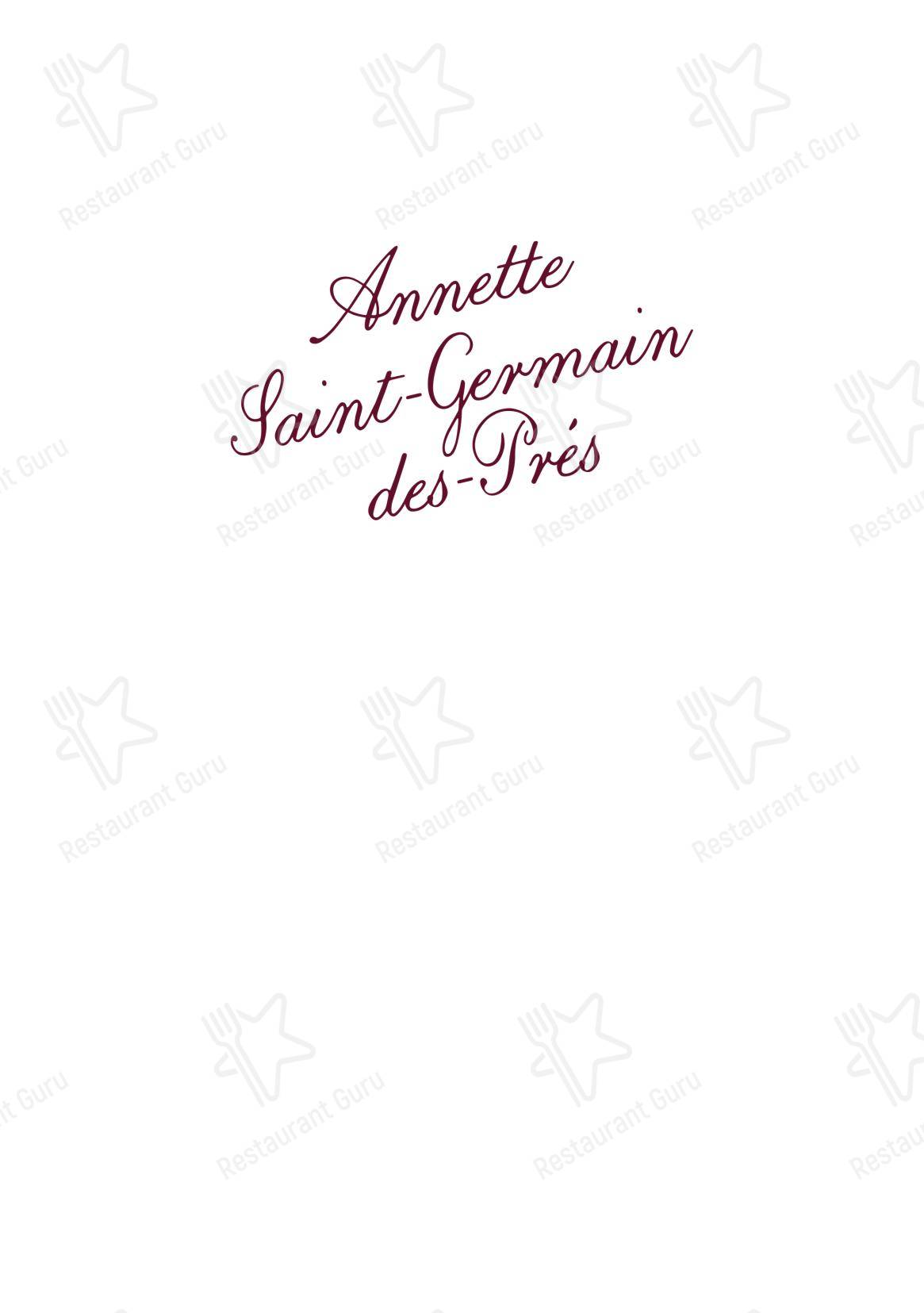 Takeaway Menu ресторана Annette в Париже