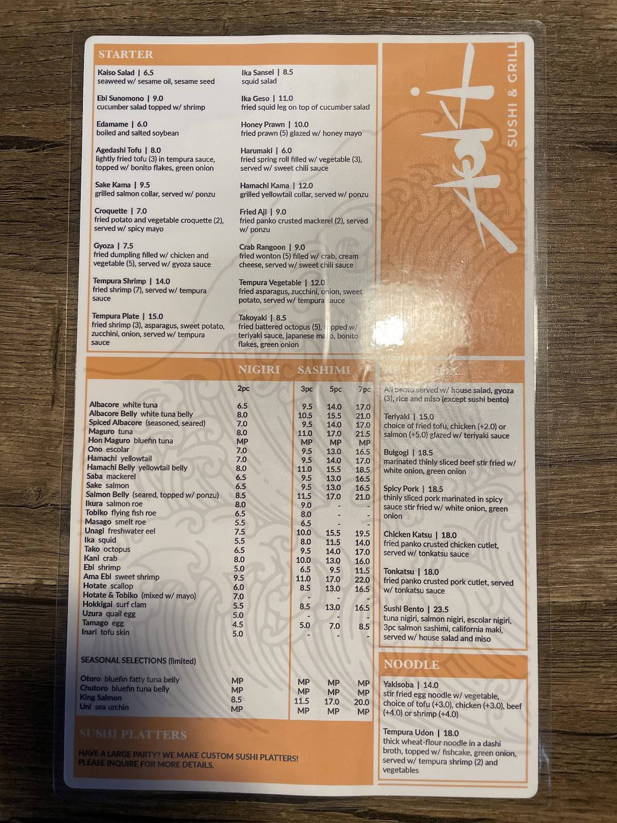 Aoki Sushi & Grill меню