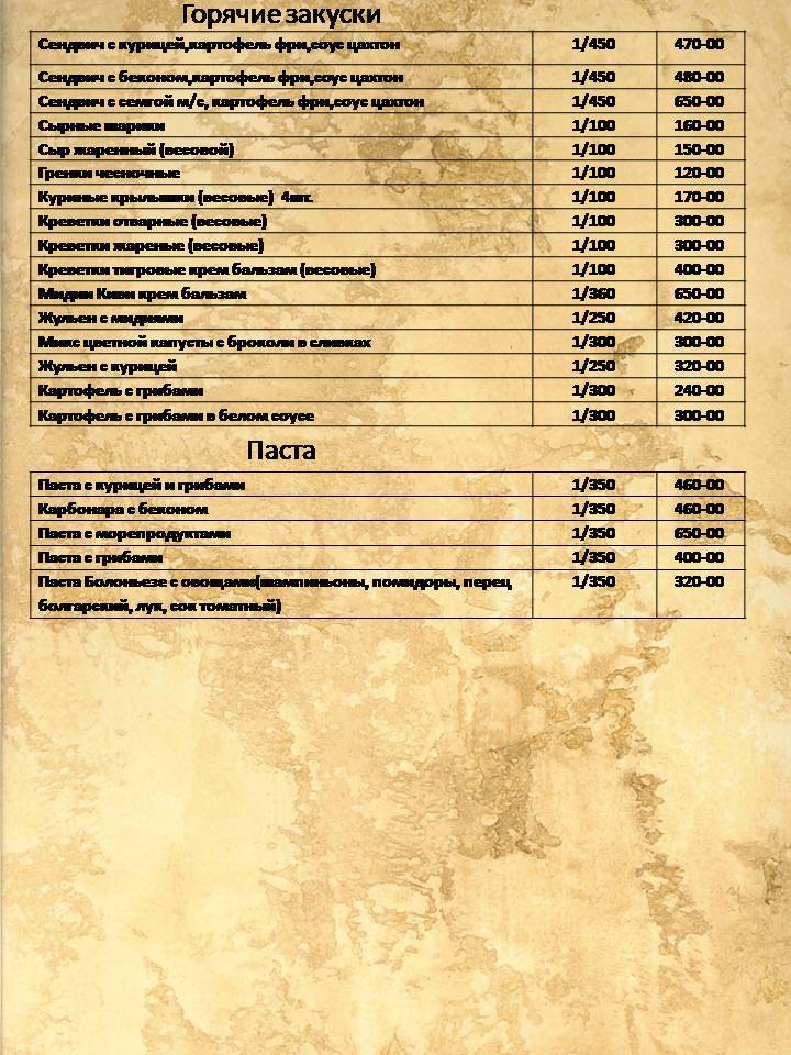 Аквариум меню