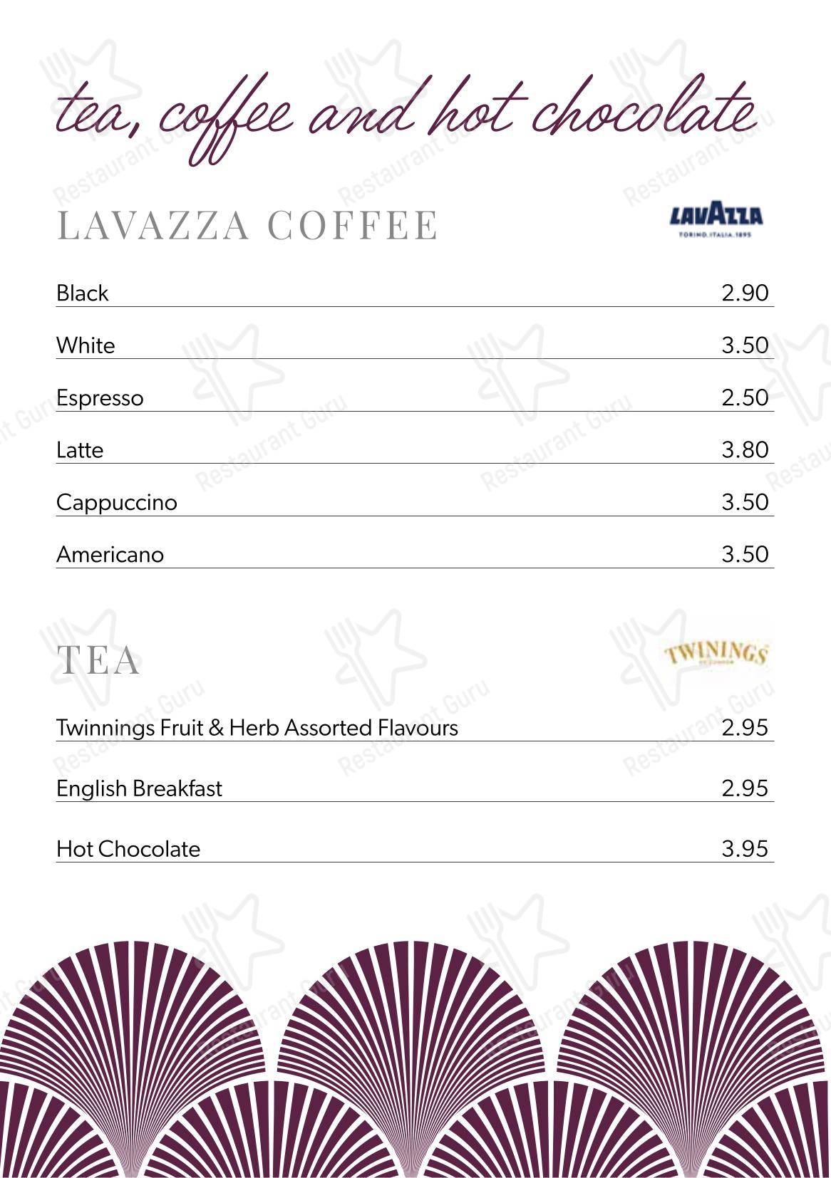 Основное меню паба и бара Aspect Bar & Bistro