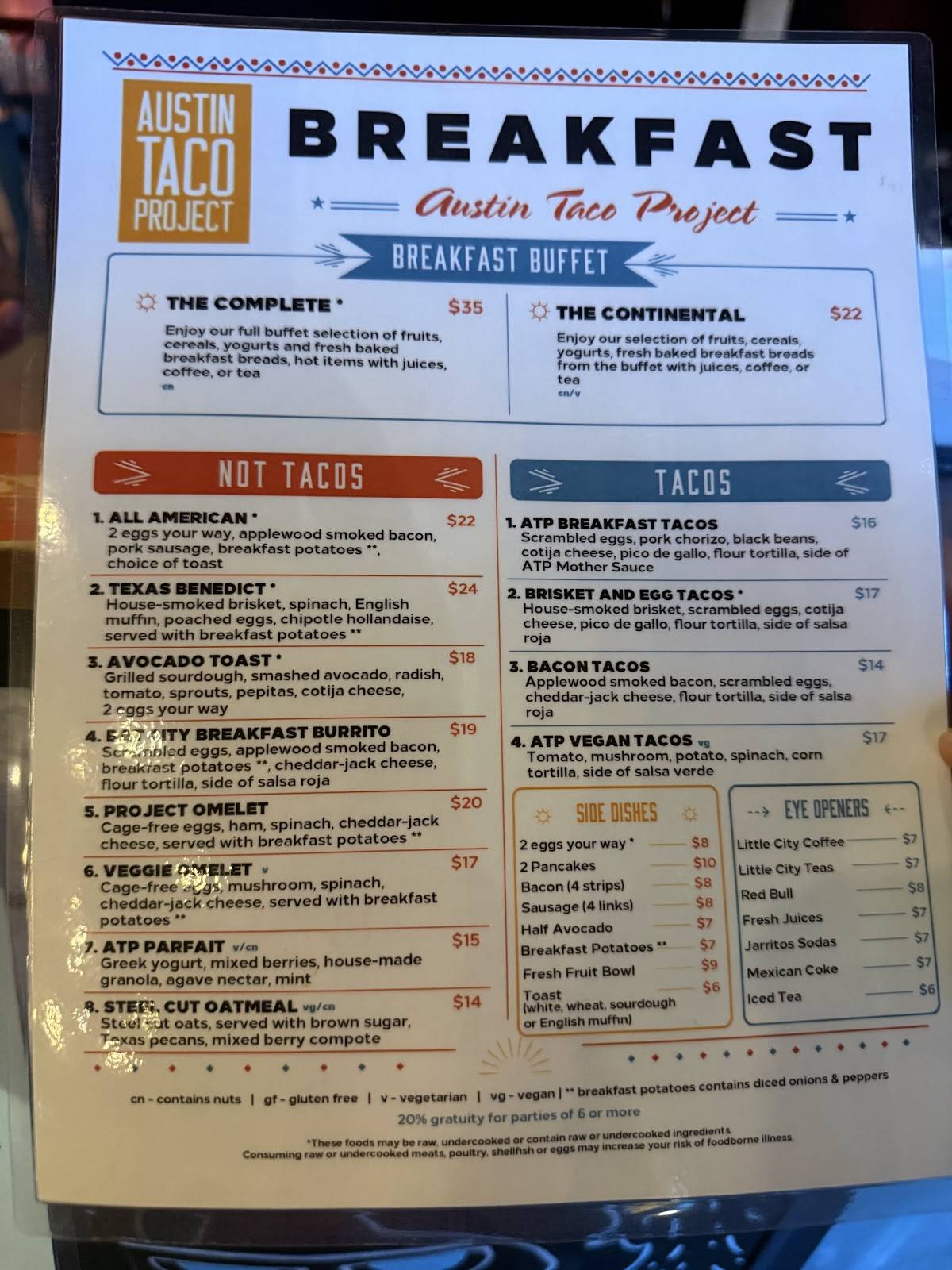 Austin Taco Project меню