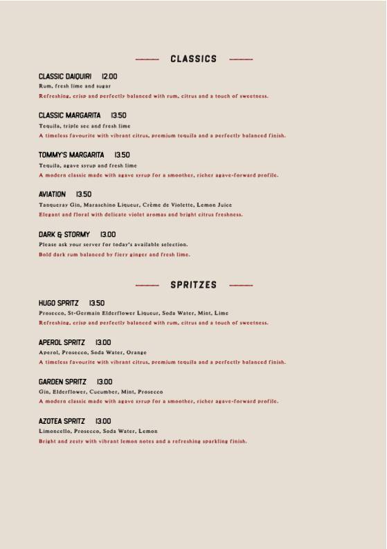 Azotea Rooftop Restaurant & Bar меню
