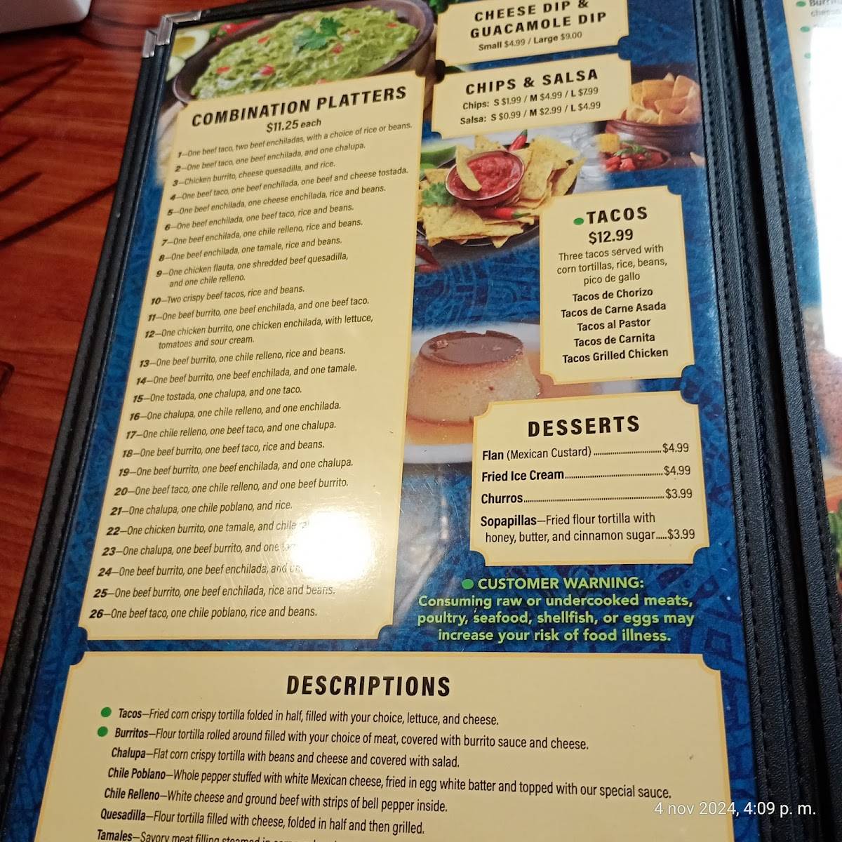 Azteca Mexican Restaurant меню
