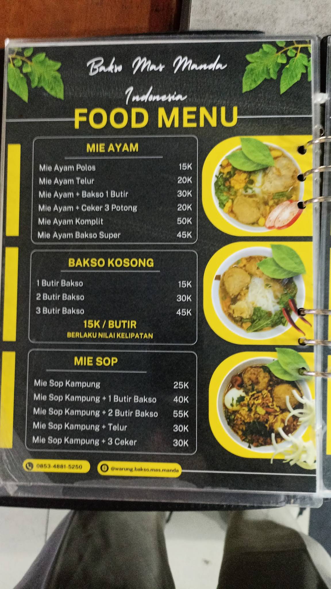 BAKSO MAS MANDA RINGROAD меню
