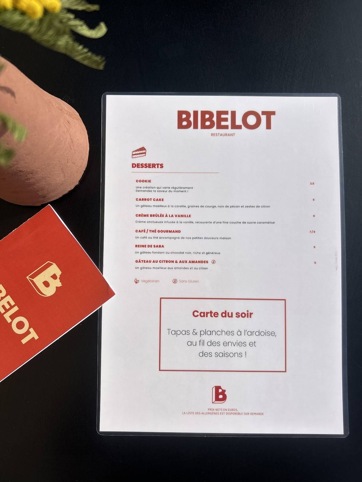 BIBELOT меню
