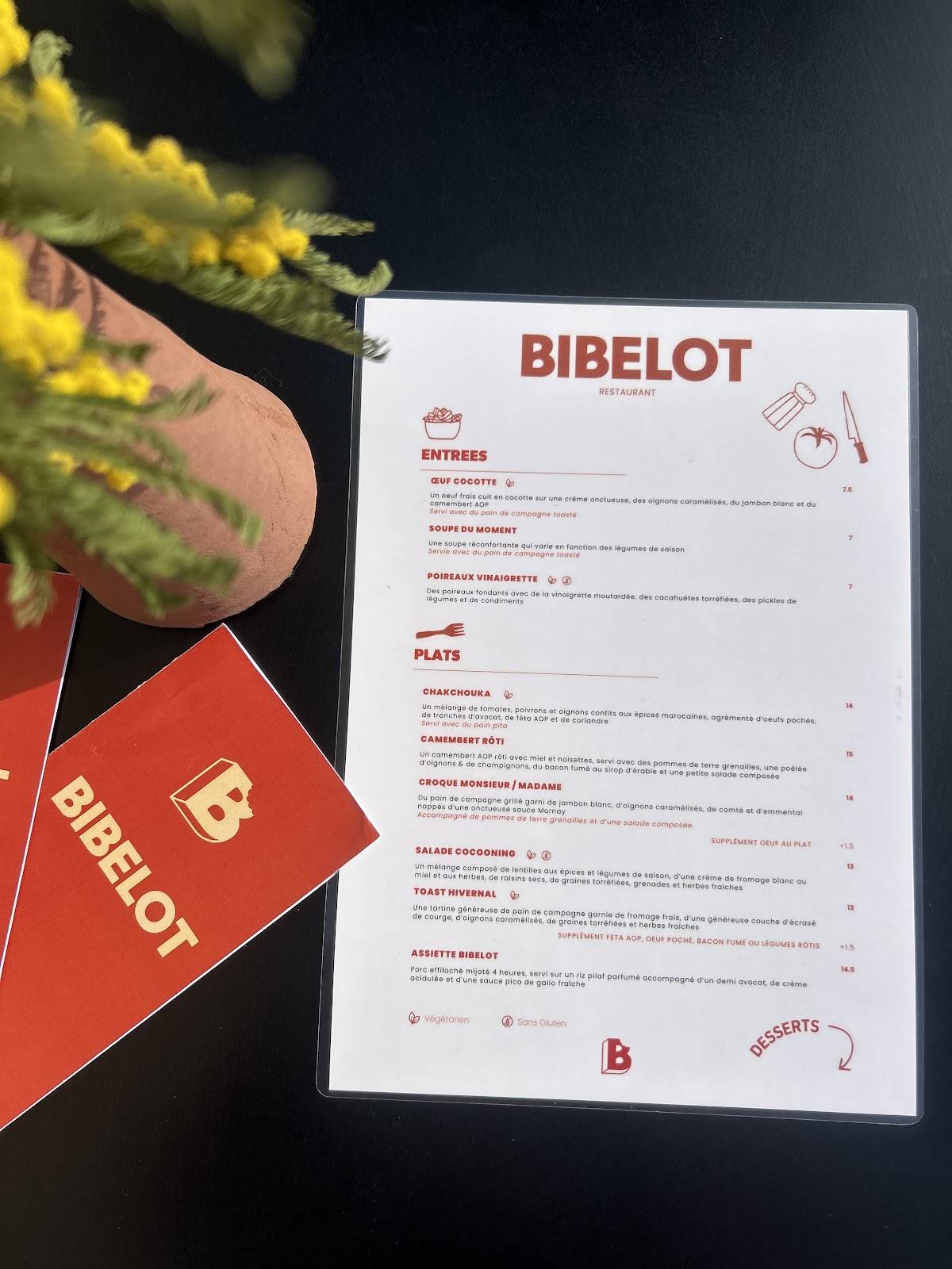 BIBELOT меню