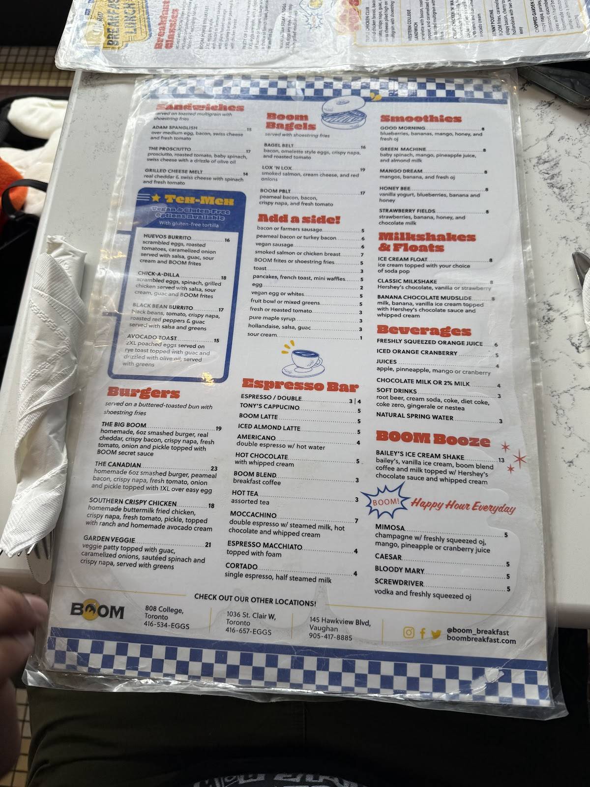 BOOM Breakfast & Co. College St. меню