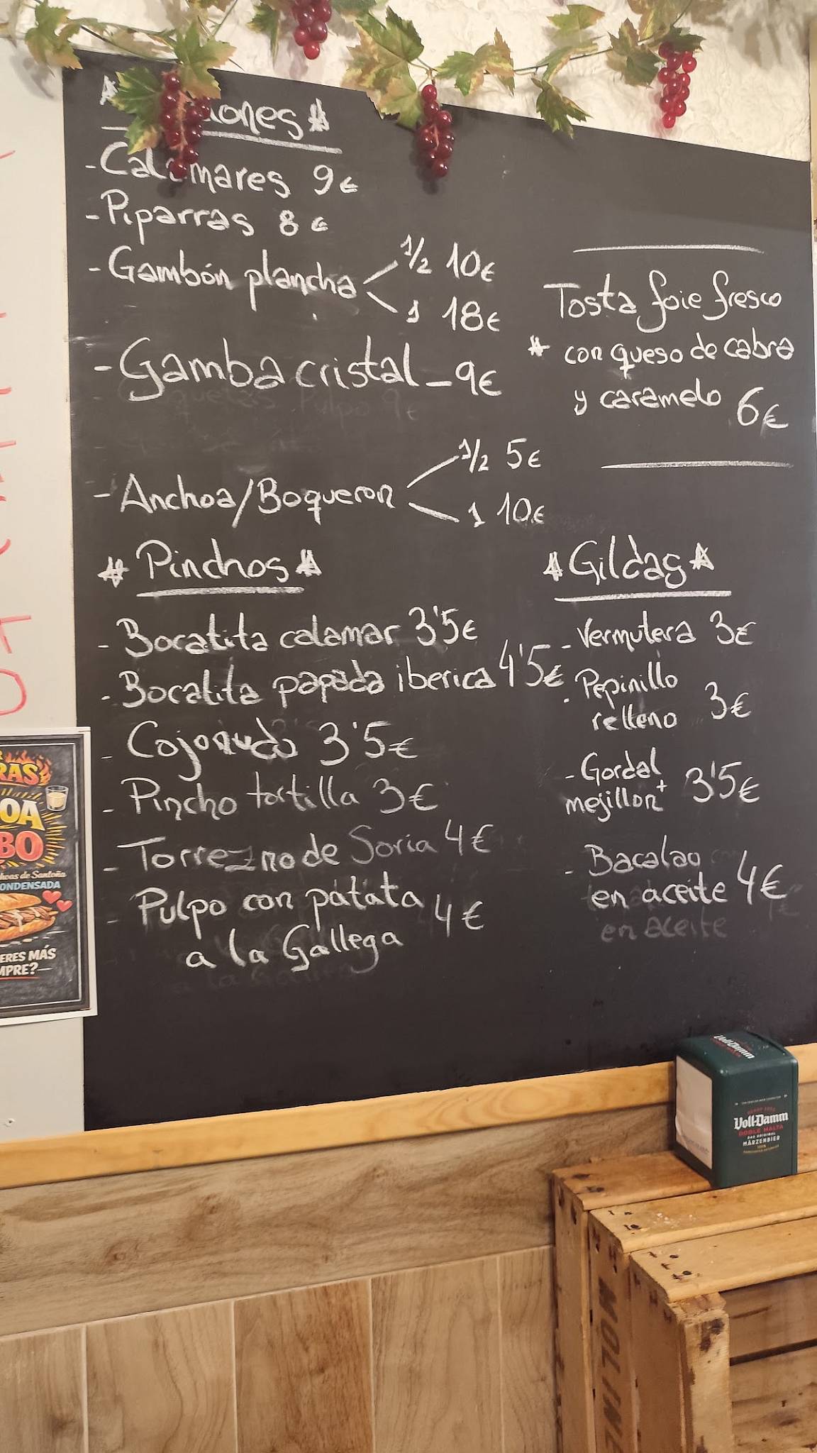 Bar Calderas меню