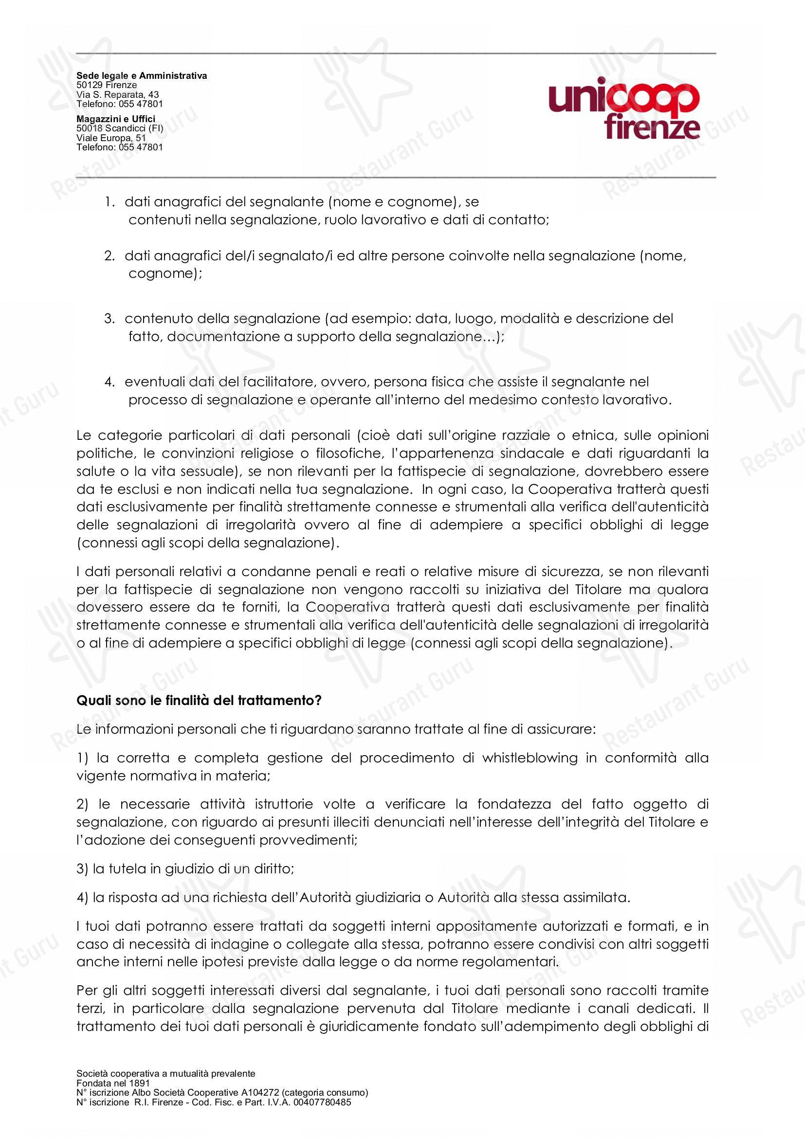 Bar menu паба и бара Bar Code в Флоренции