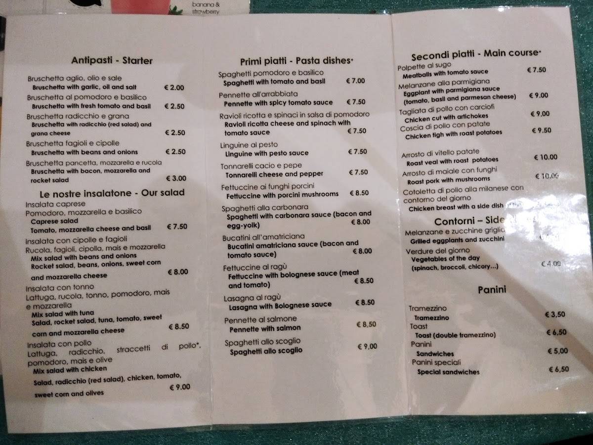 Bar Dolomiti меню