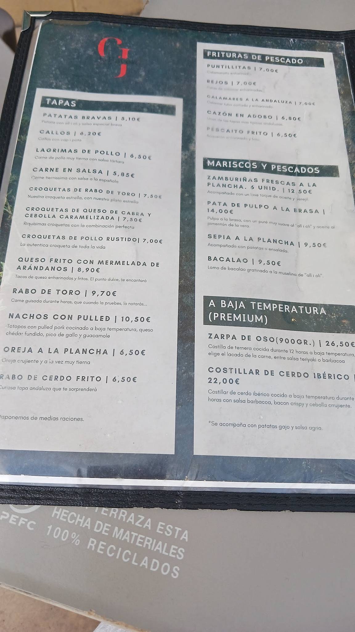 Bar Restaurant el Pavelló меню