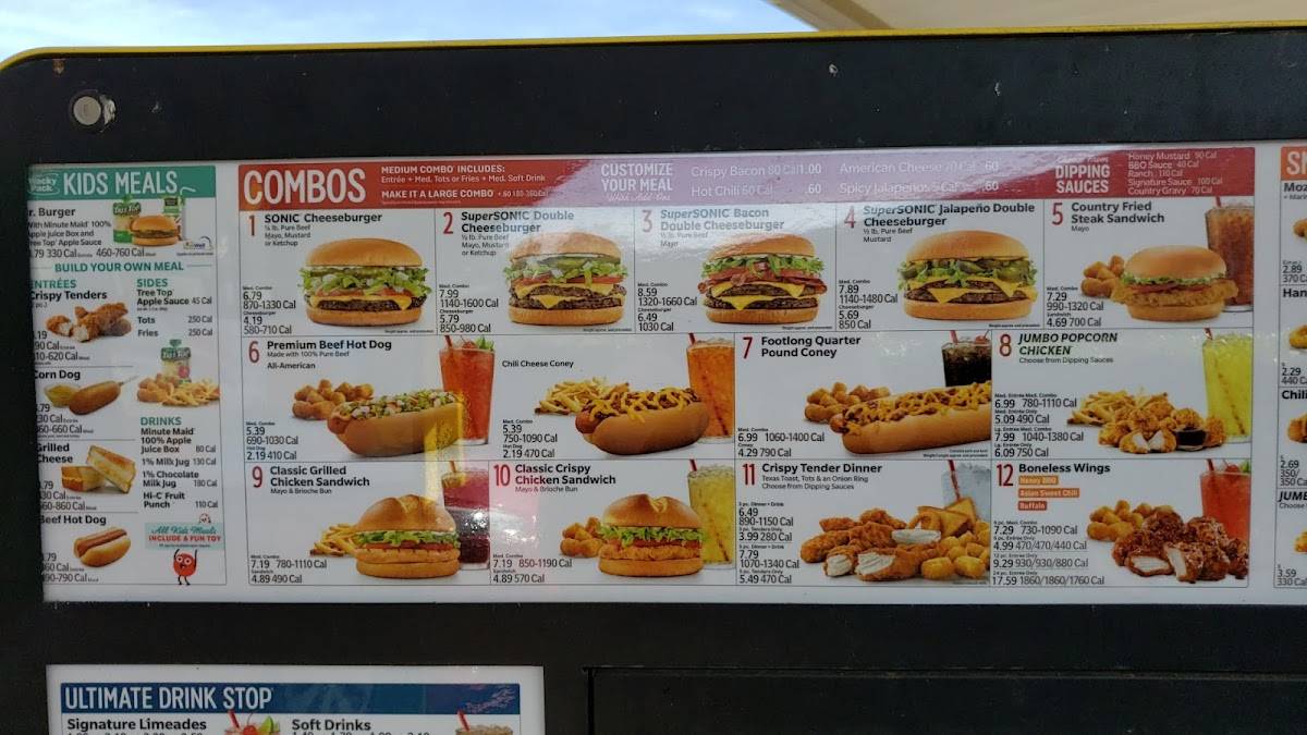 Sonic Drive-In меню