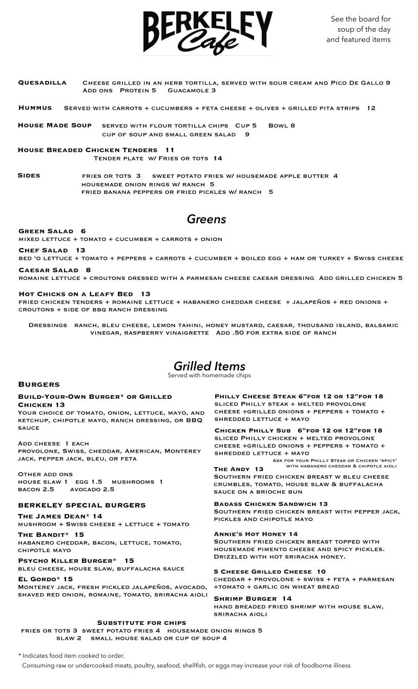 Berkeley Cafe меню