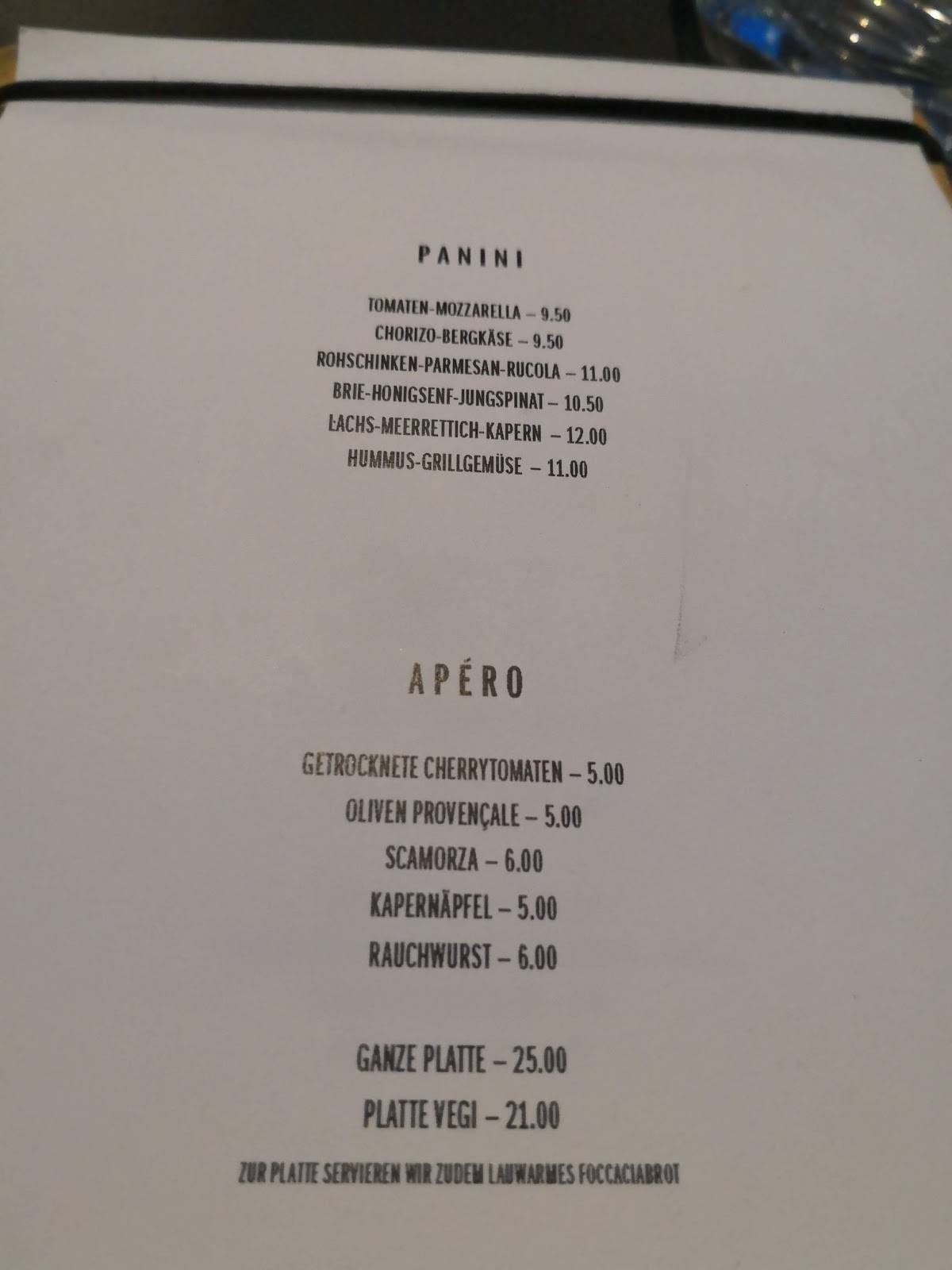 Propeller Café меню