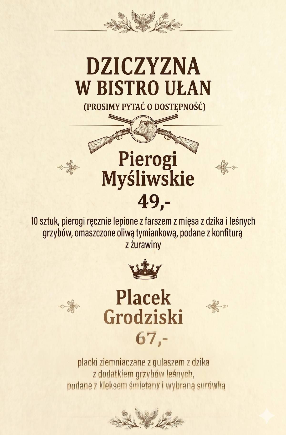 Bistro Ułan - Ресторан и Пиццерия Грудук-над-Дунайцем меню