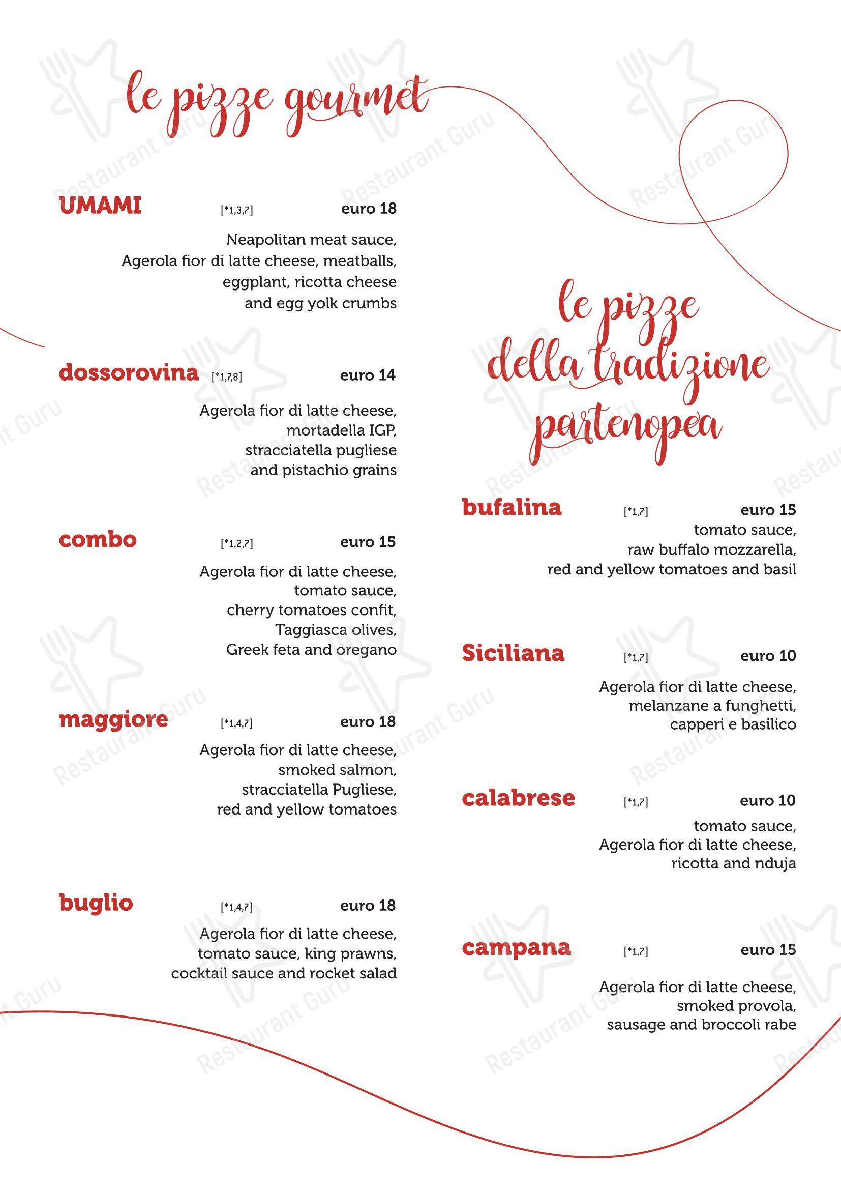 Меню пиццерии Bistrot Pizzeria Umami
