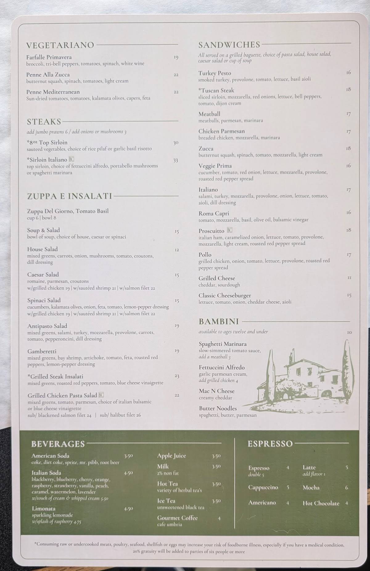 Boccelli's Ristorante меню
