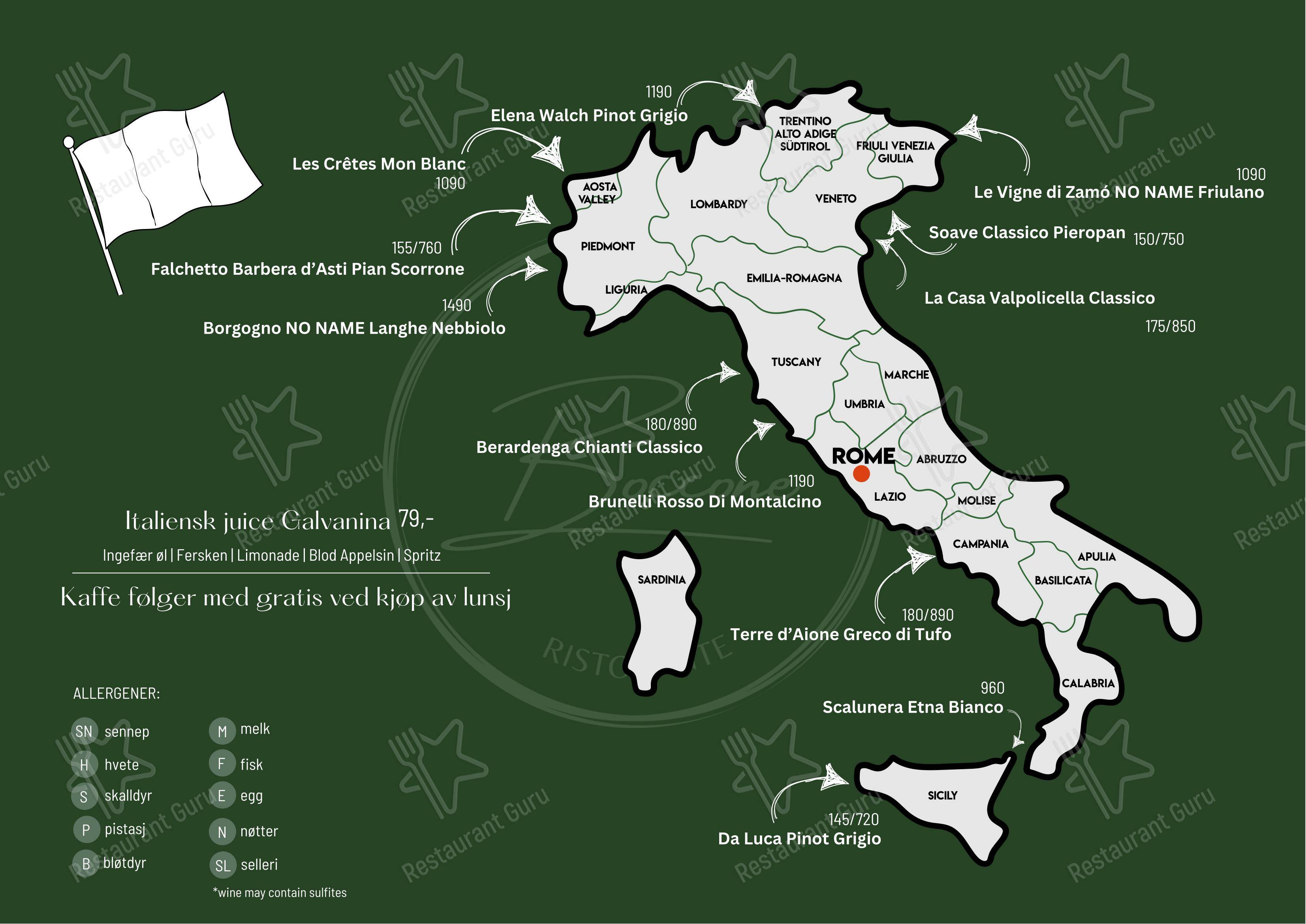 Меню ресторана Boccone Ristorante - Меню напитков