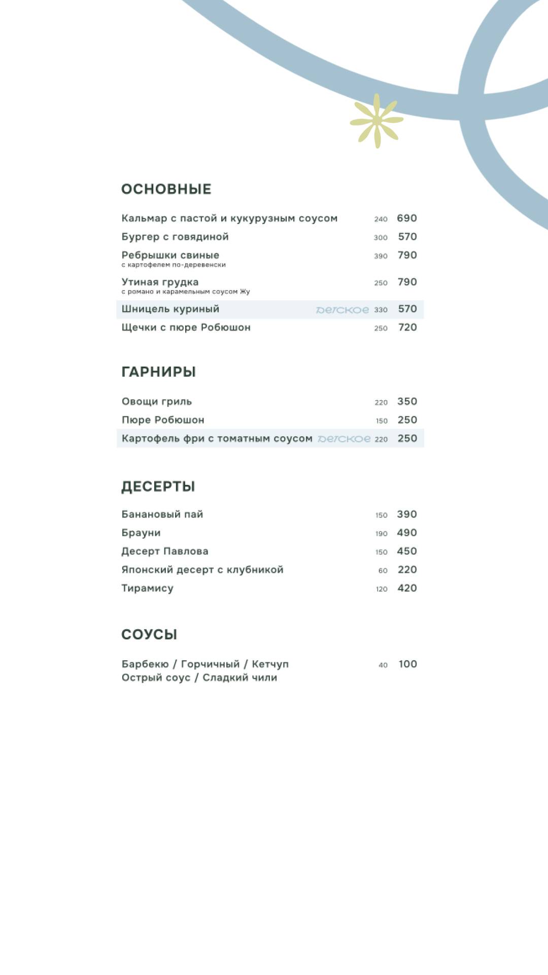 Ботаника меню