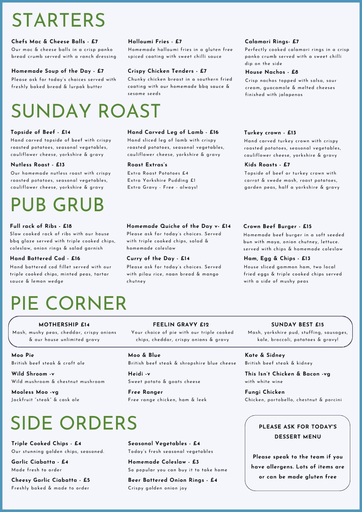 The Crown Inn Keynsham меню