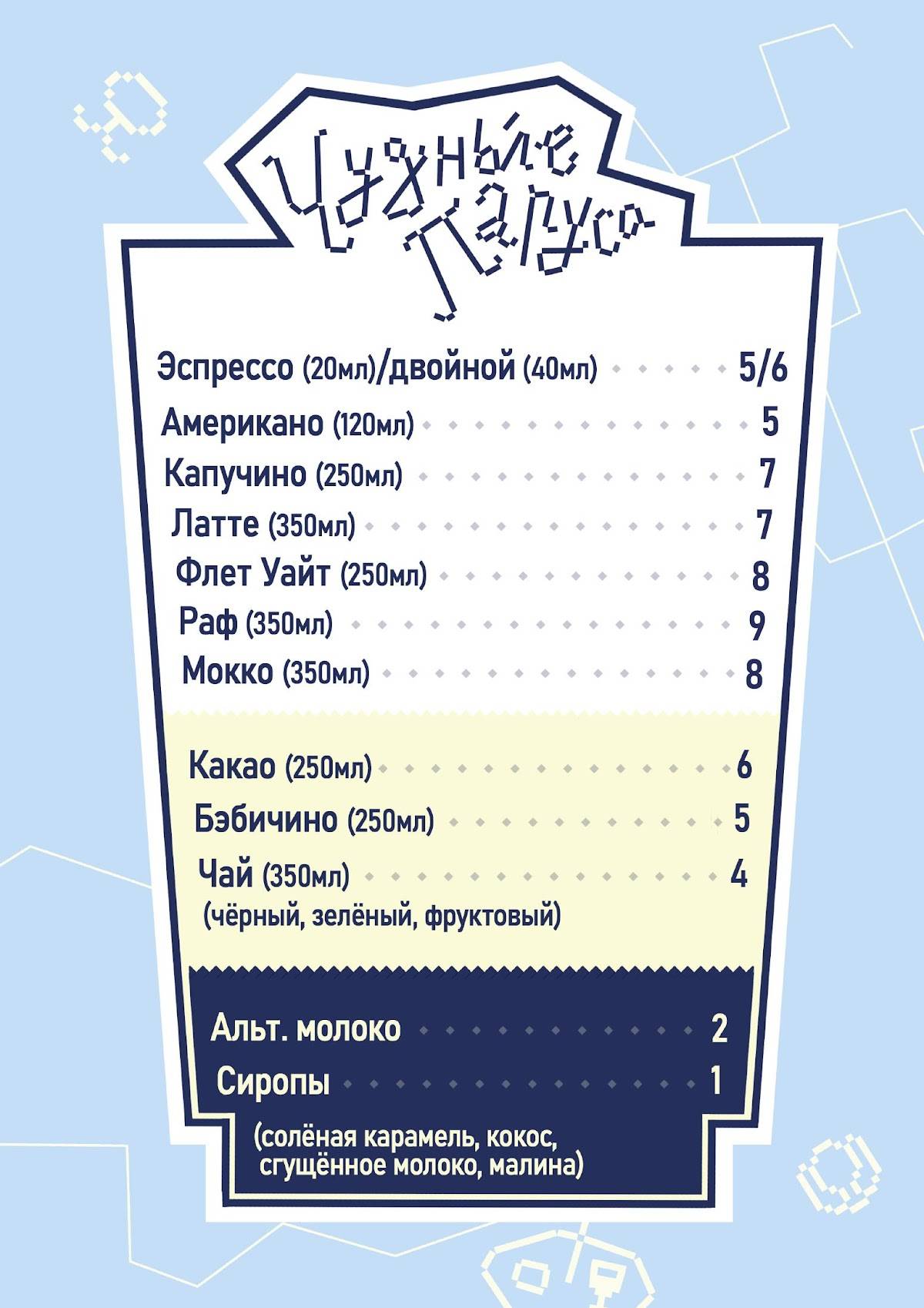Буфет при Театре кукол "Чудные паруса" меню