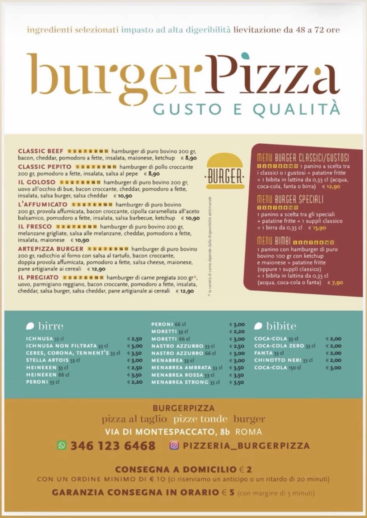 Burger pizza меню