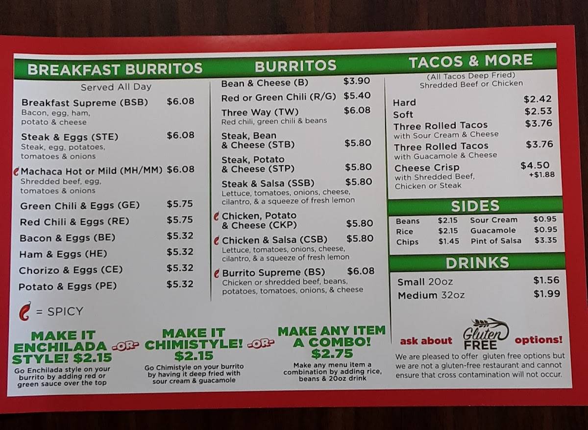 Burrito Express Gilbert меню
