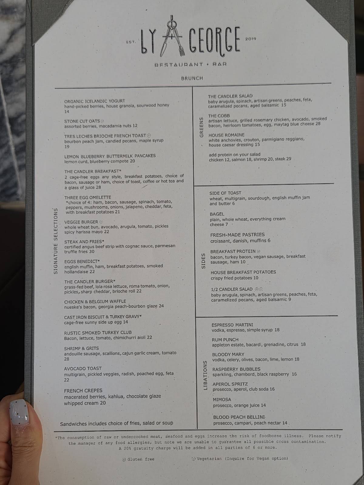 By George restaurant and bar меню