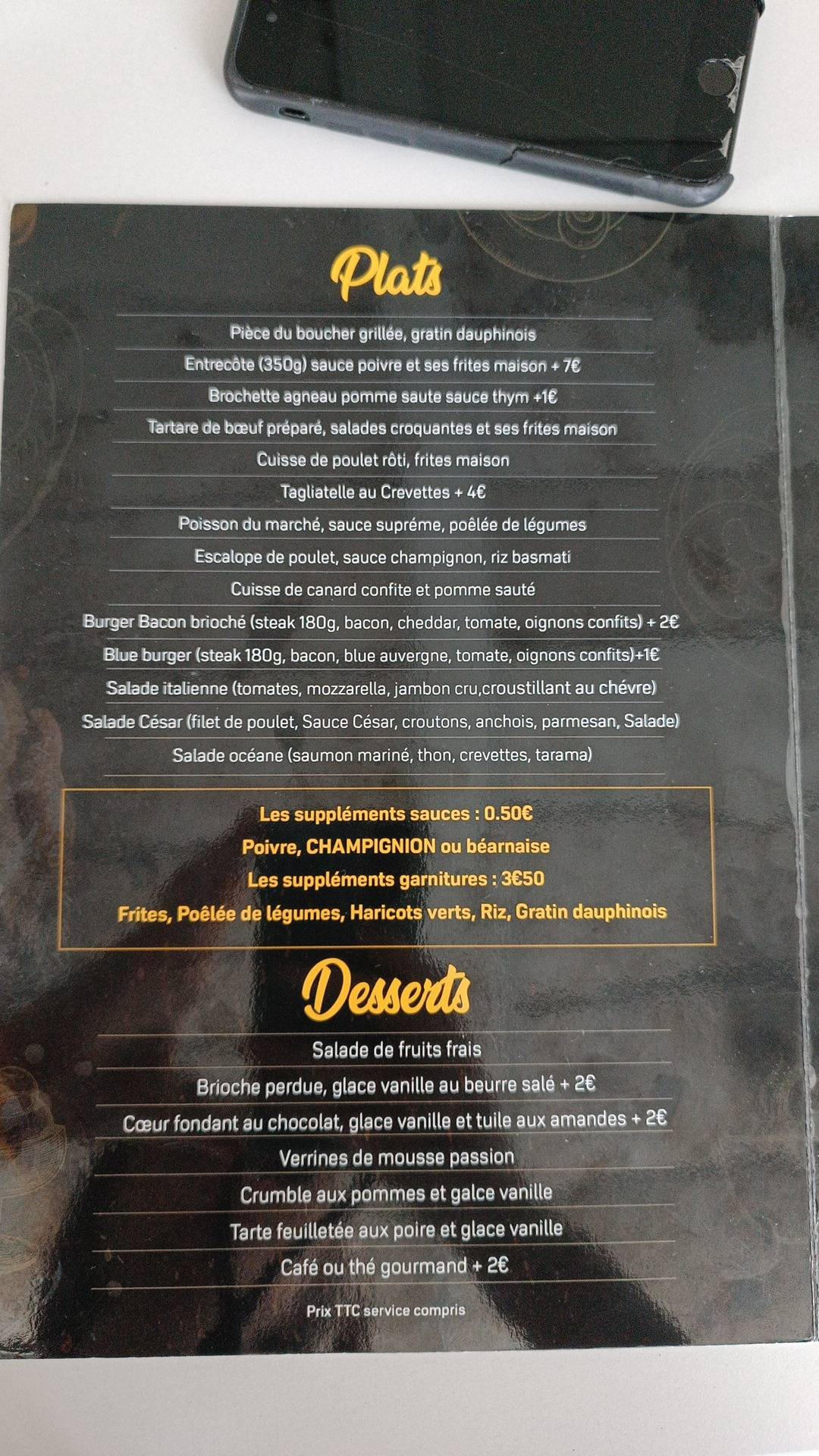 CAFE L'ECHAT меню