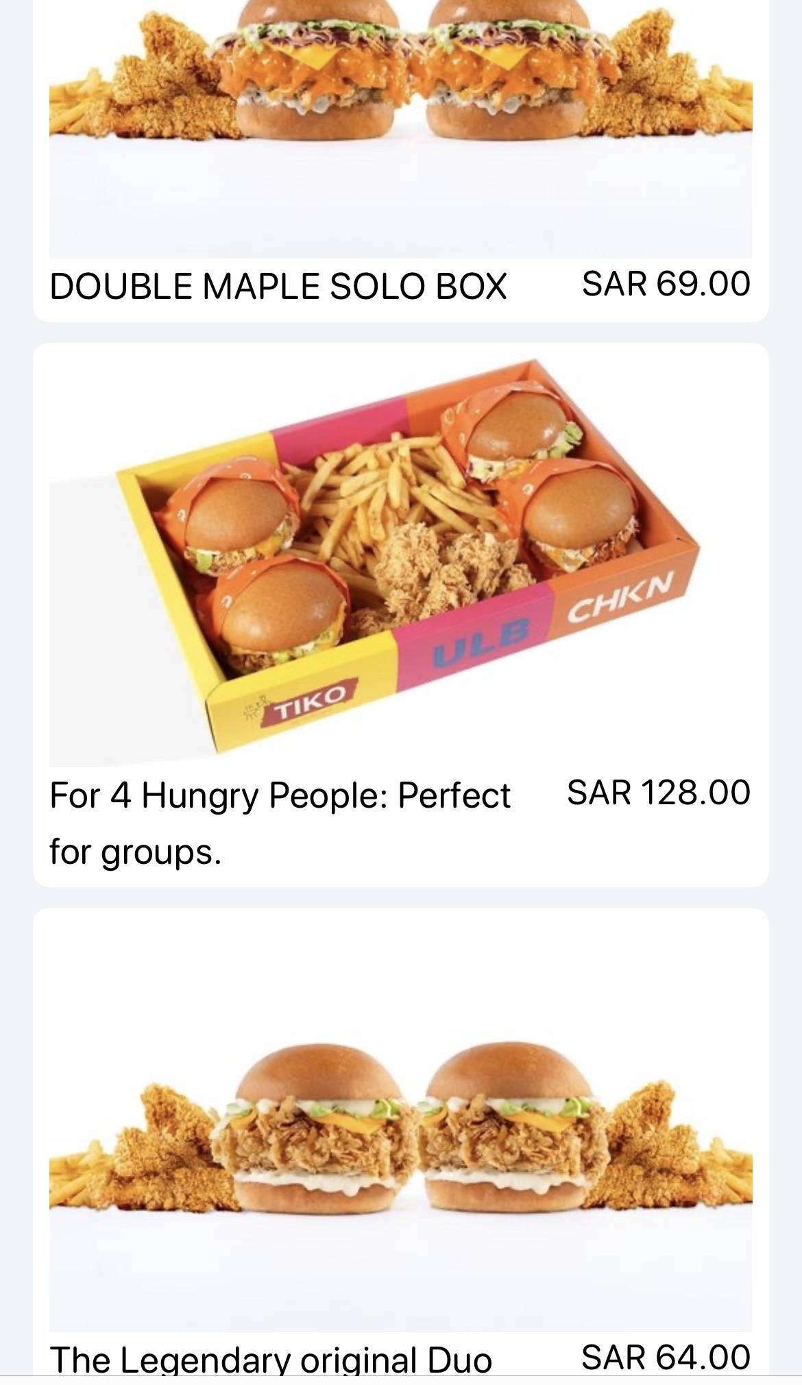 CHKN меню