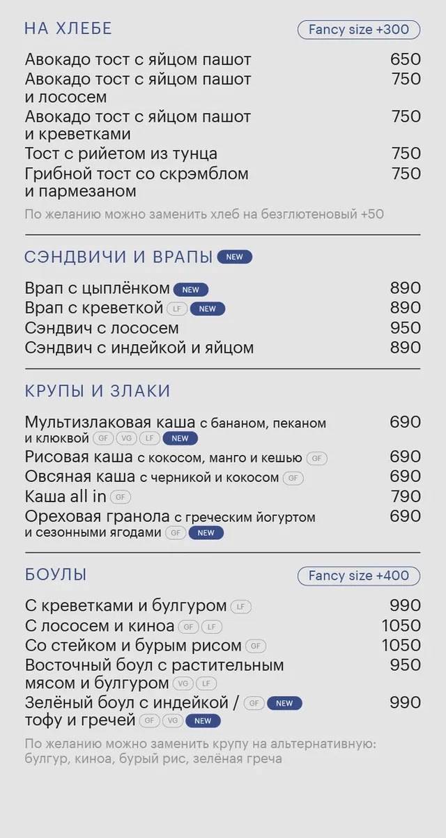 Nothing Fancy меню