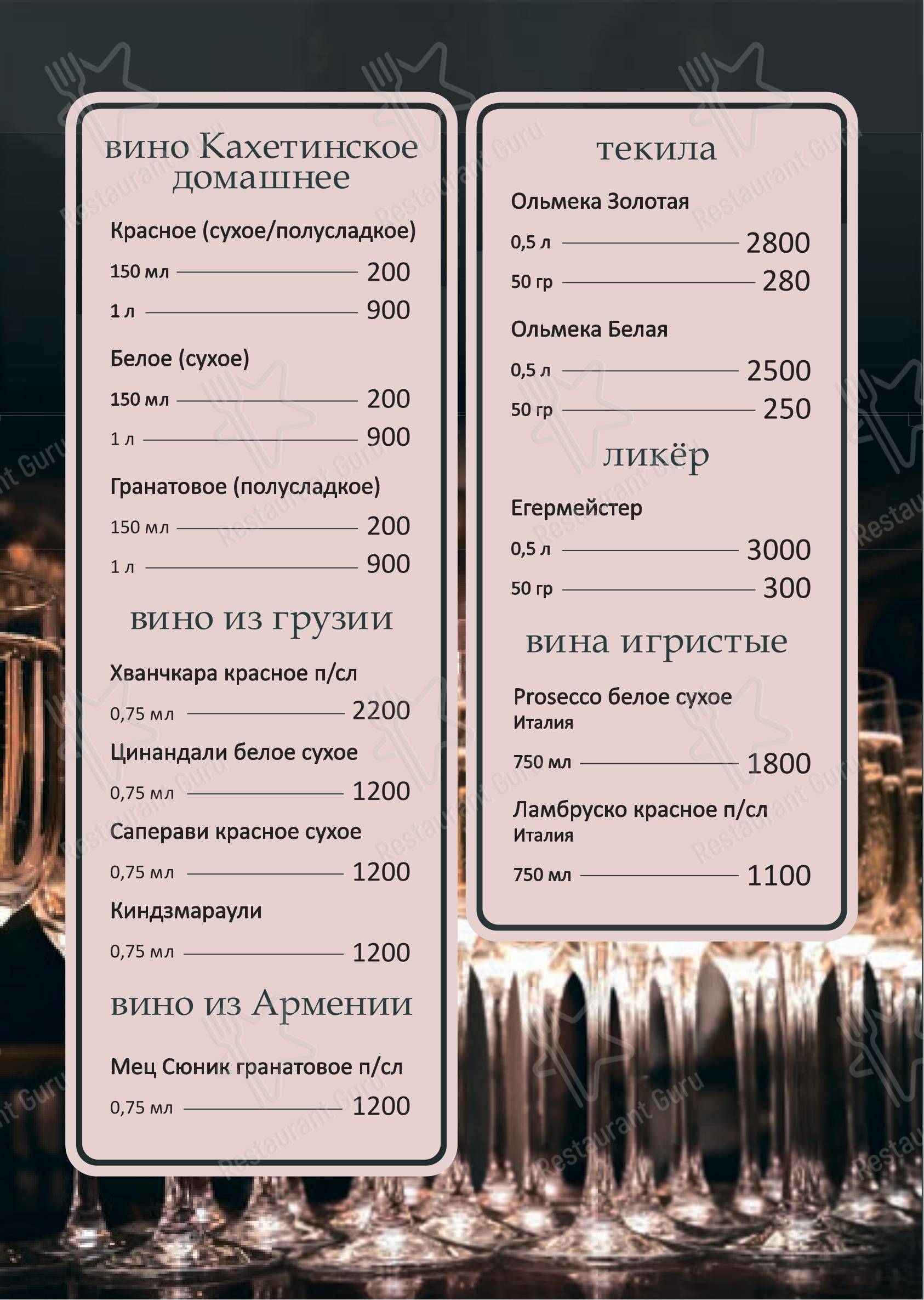 Посидим в Санкт-Петербурге - Меню