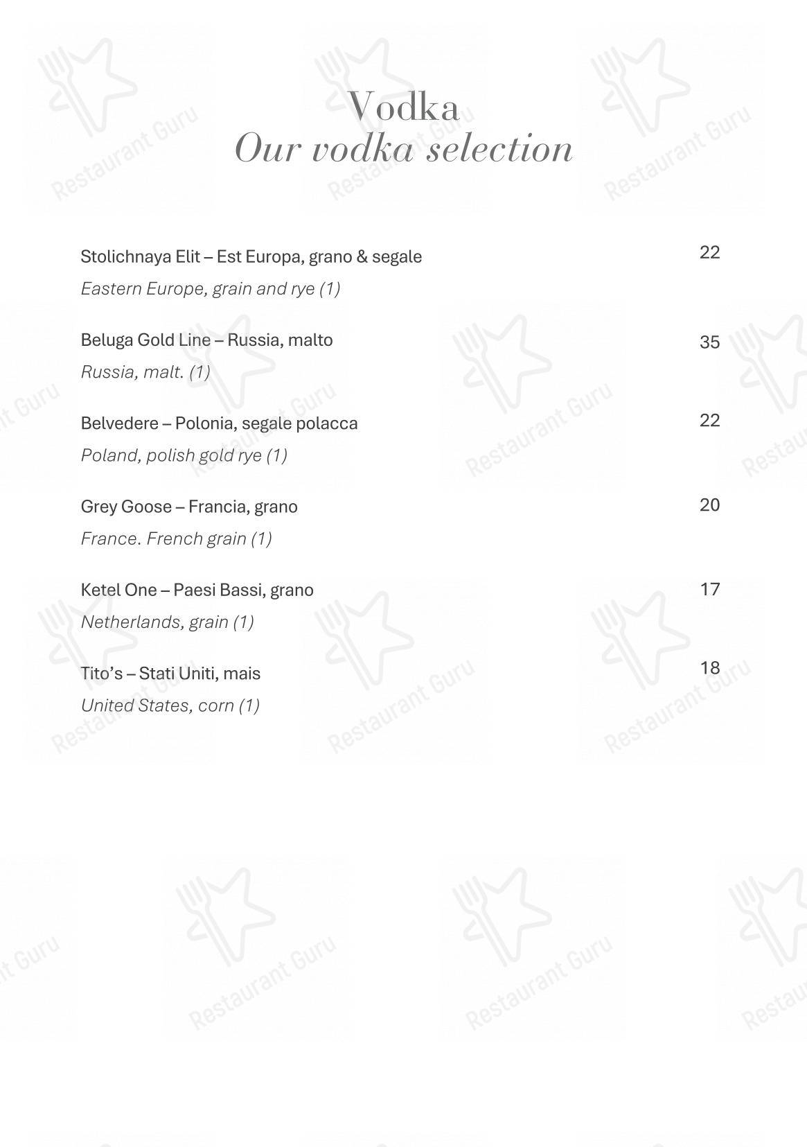 Café Romano в Риме - 菜单