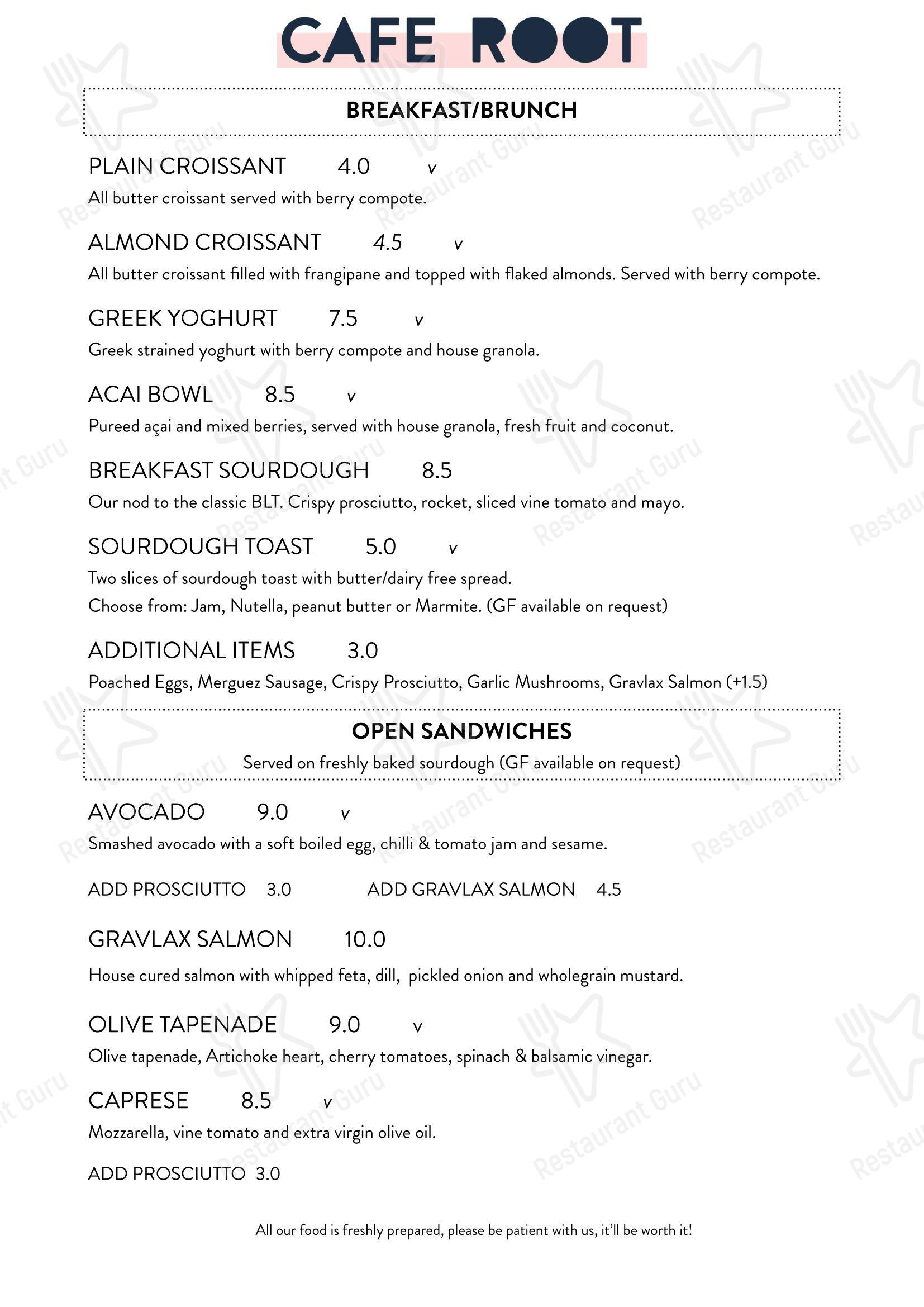 Cafe Root в Холмферте - Меню напитков