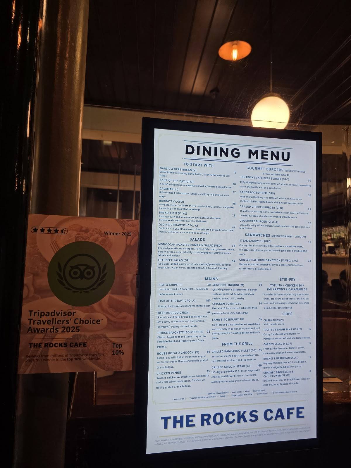 The Rocks Cafe меню