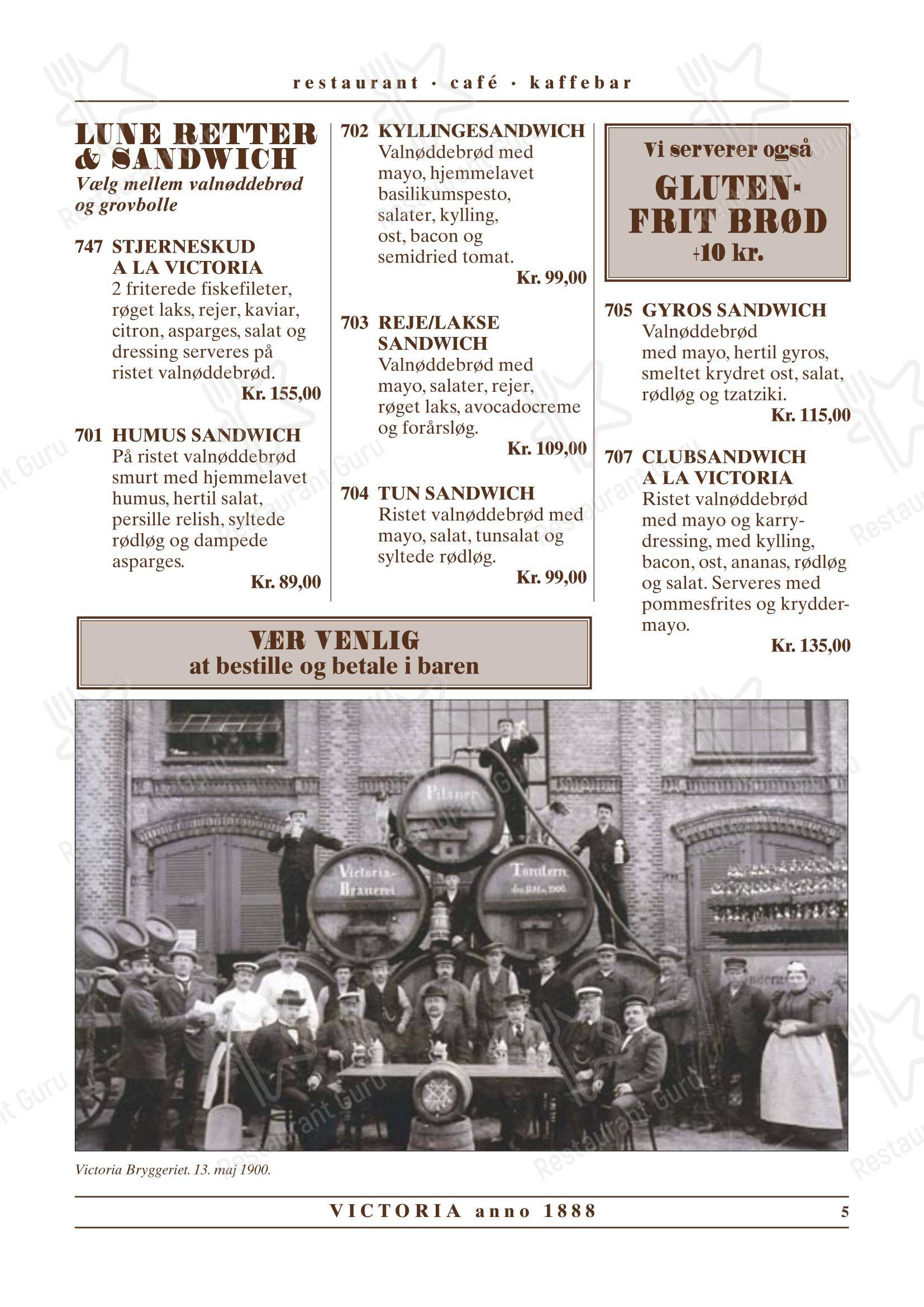 Café Victoria в Тёндере - 菜单