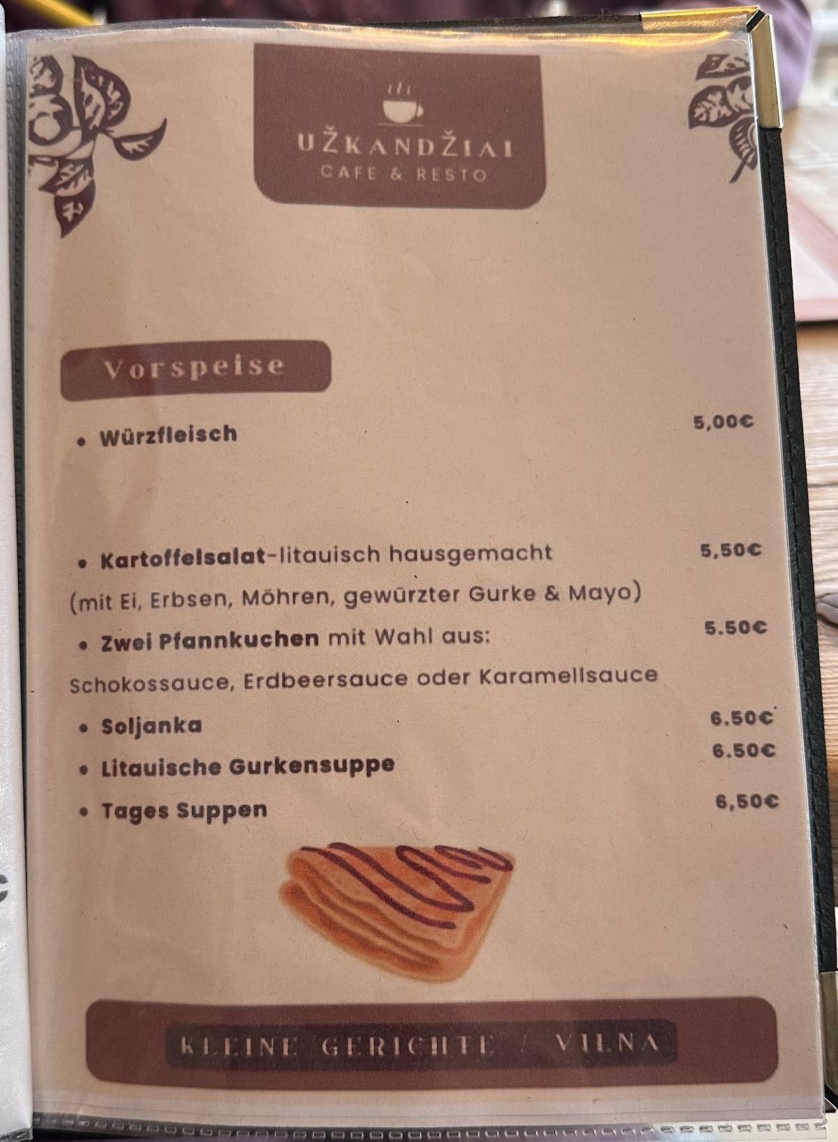 Café Vilna меню