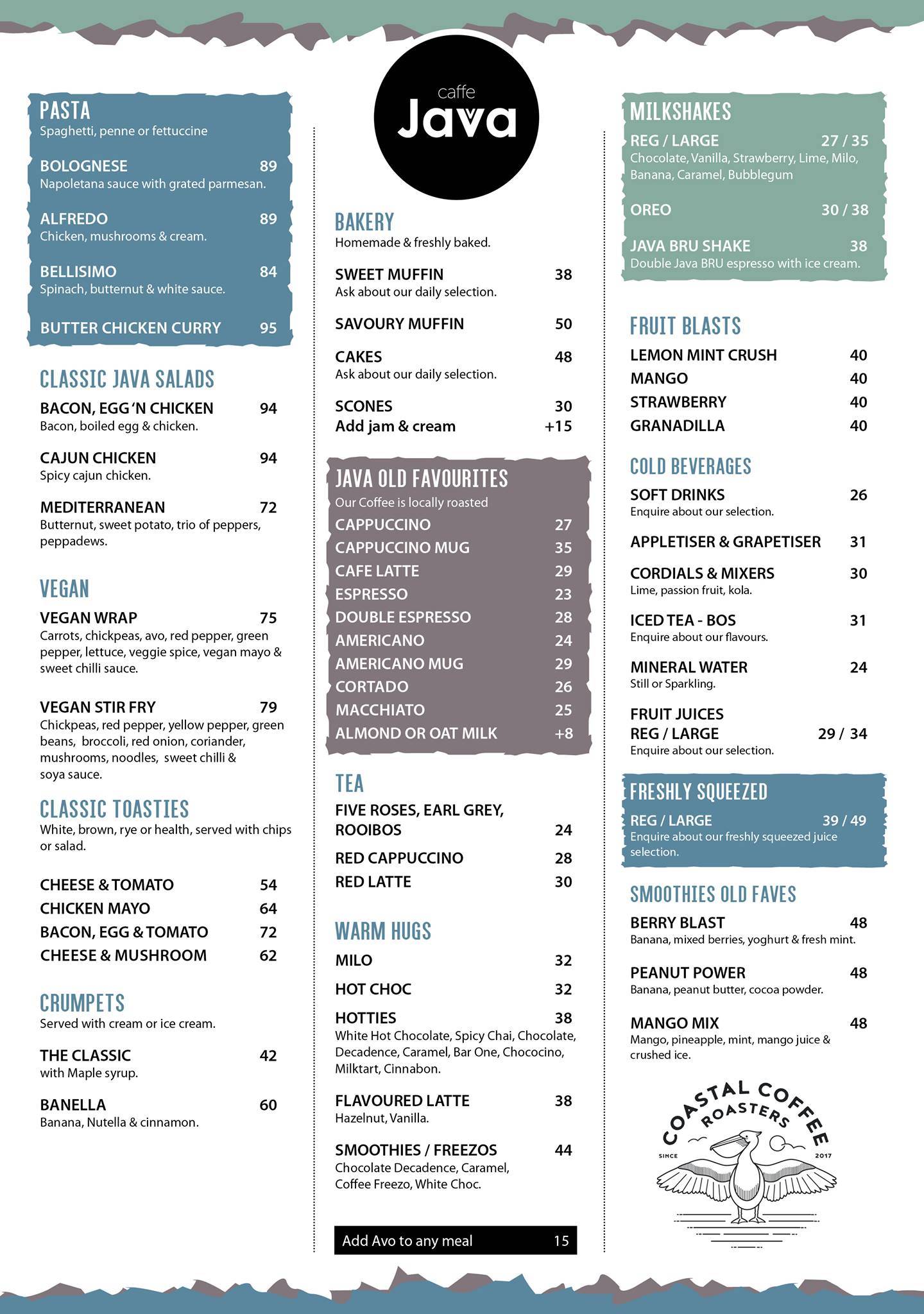 Caffe Java меню