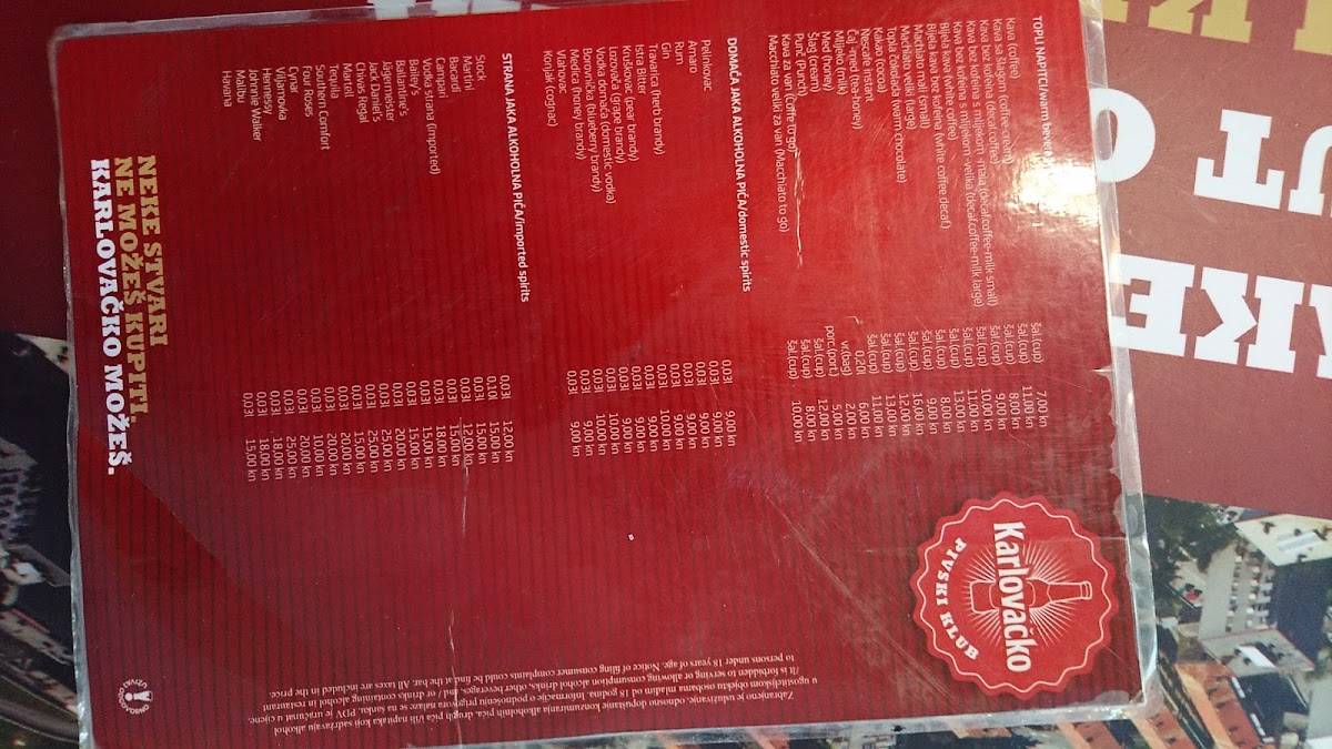 Caffe Bar Škorpion меню