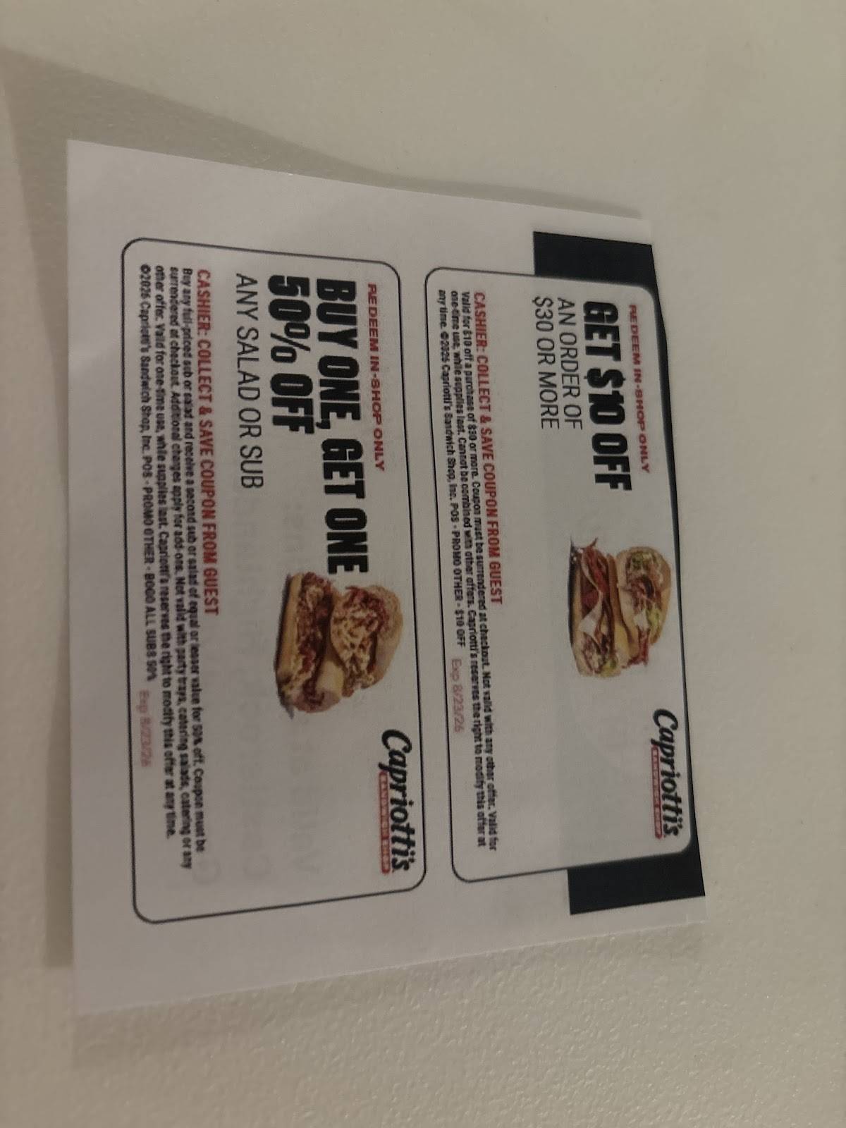 Capriotti's Sandwich Shop меню