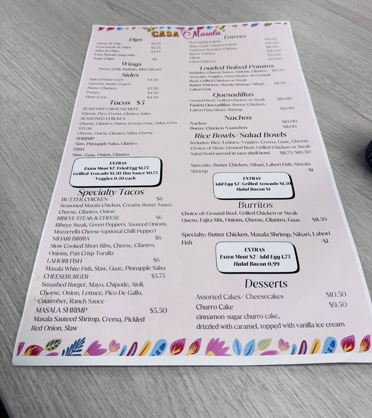 Casa Masala Restaurant & Banquet Hall — Halal Pakistani Mexican Fusion меню