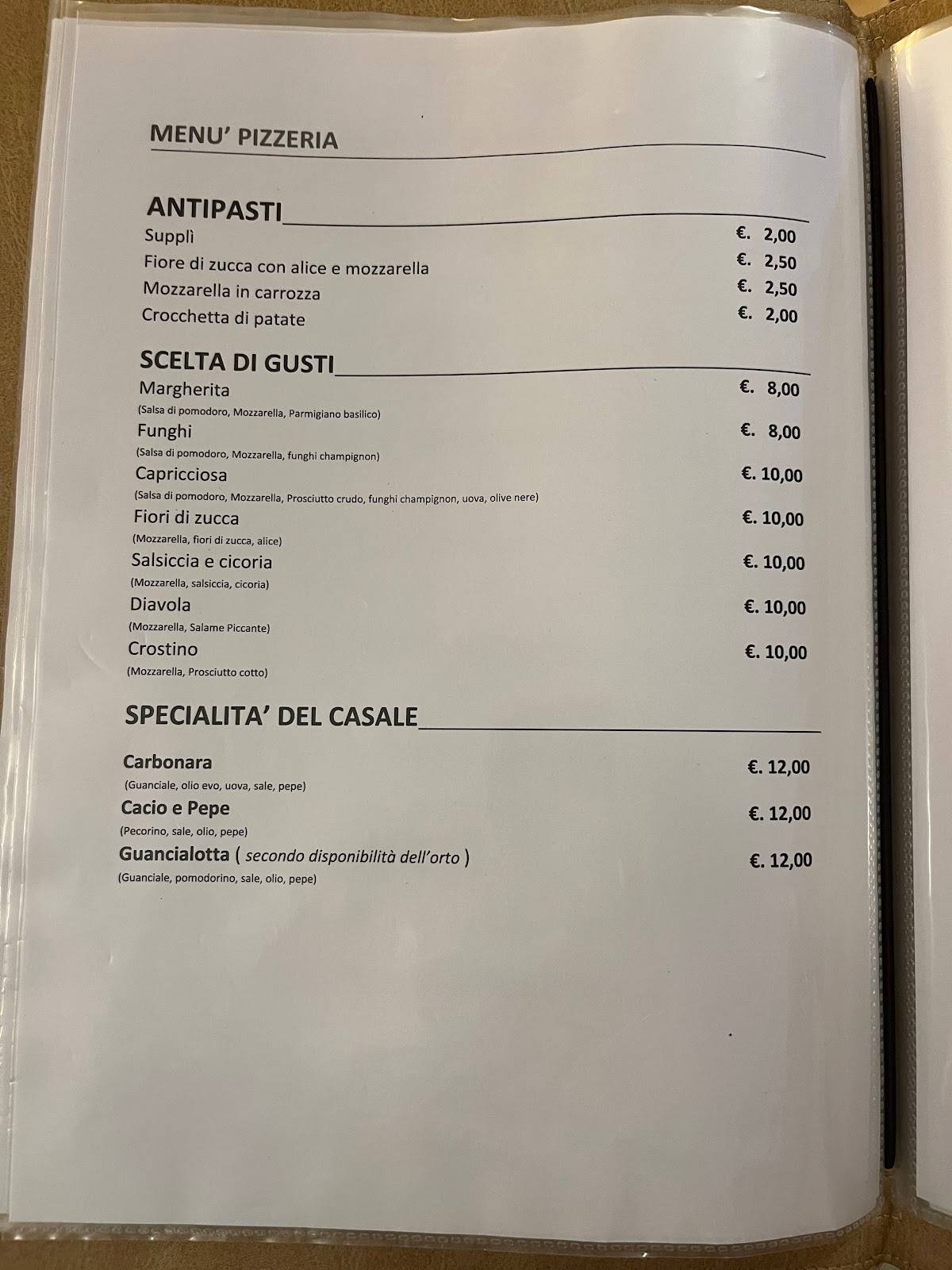 Casale La Rosa Rossa меню